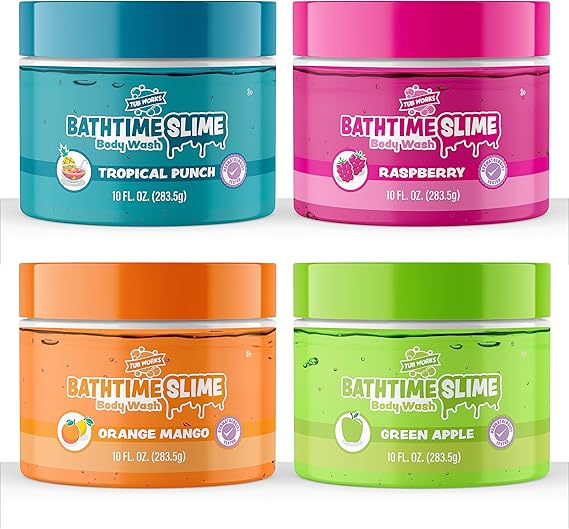 Bath Slime Kids Body Wash, Variety 4 Pack | Gooey, Playful Texture with Fresh