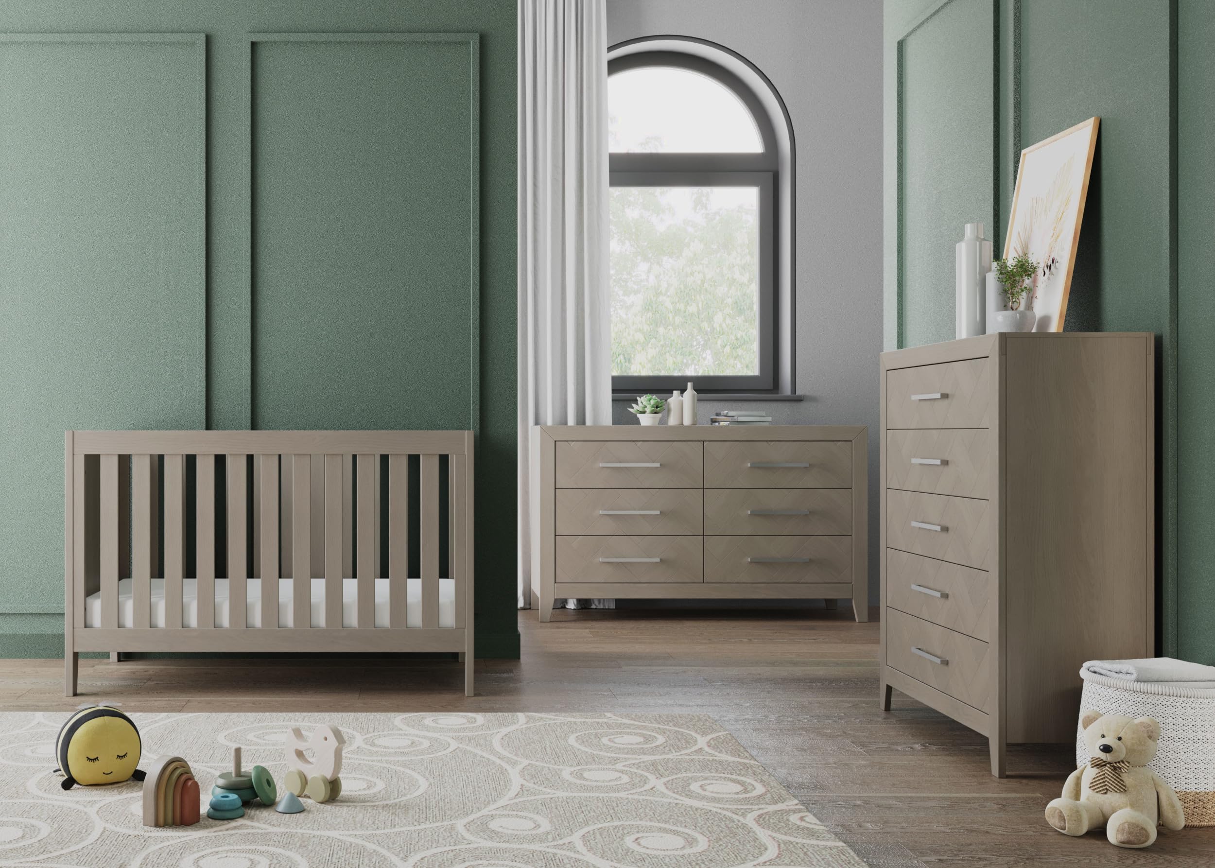 3-Piece Convertible Crib Nursery Furniture Set with Dresser and Chest