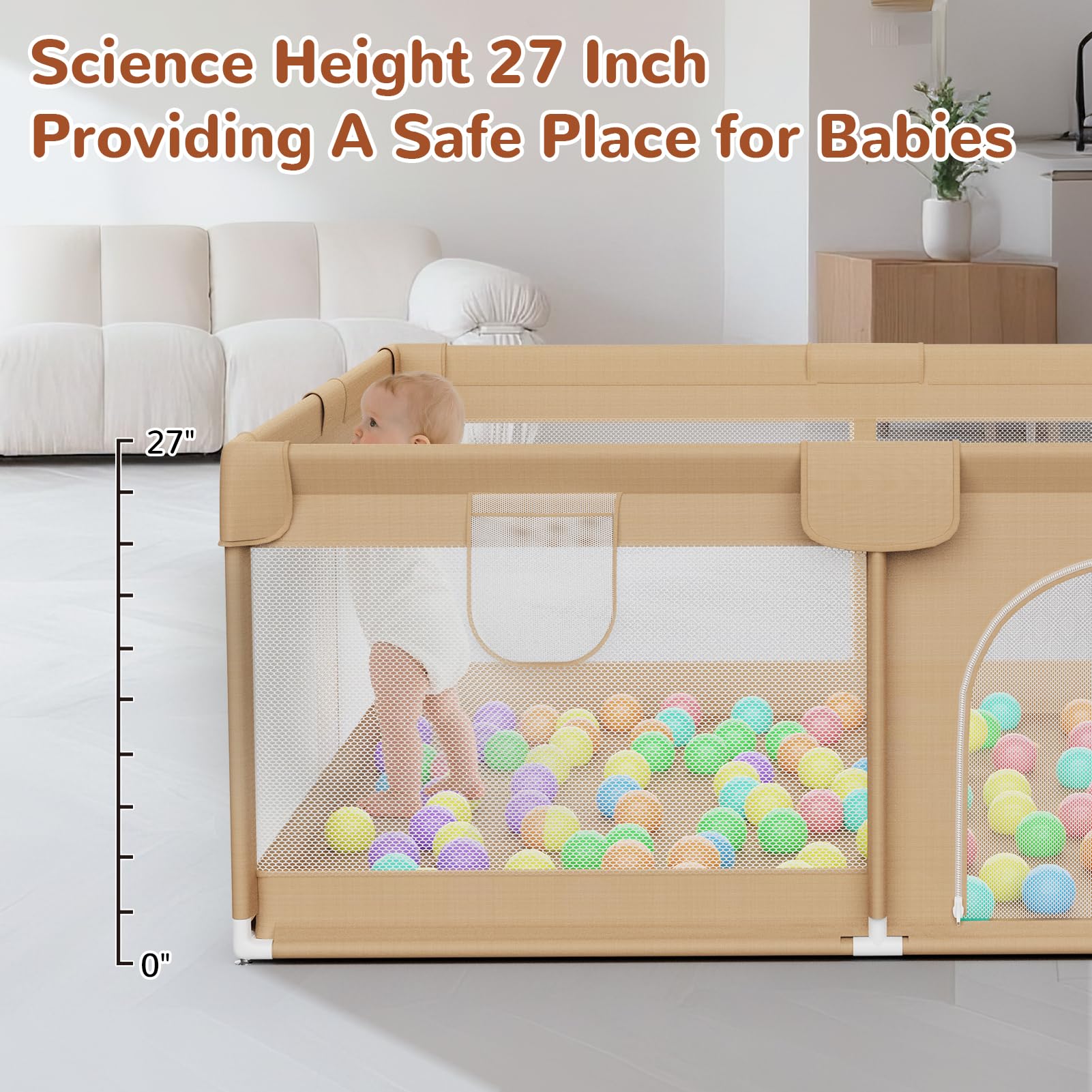 Extra Large Baby Playpen 64x64 Inch with Ocean Balls