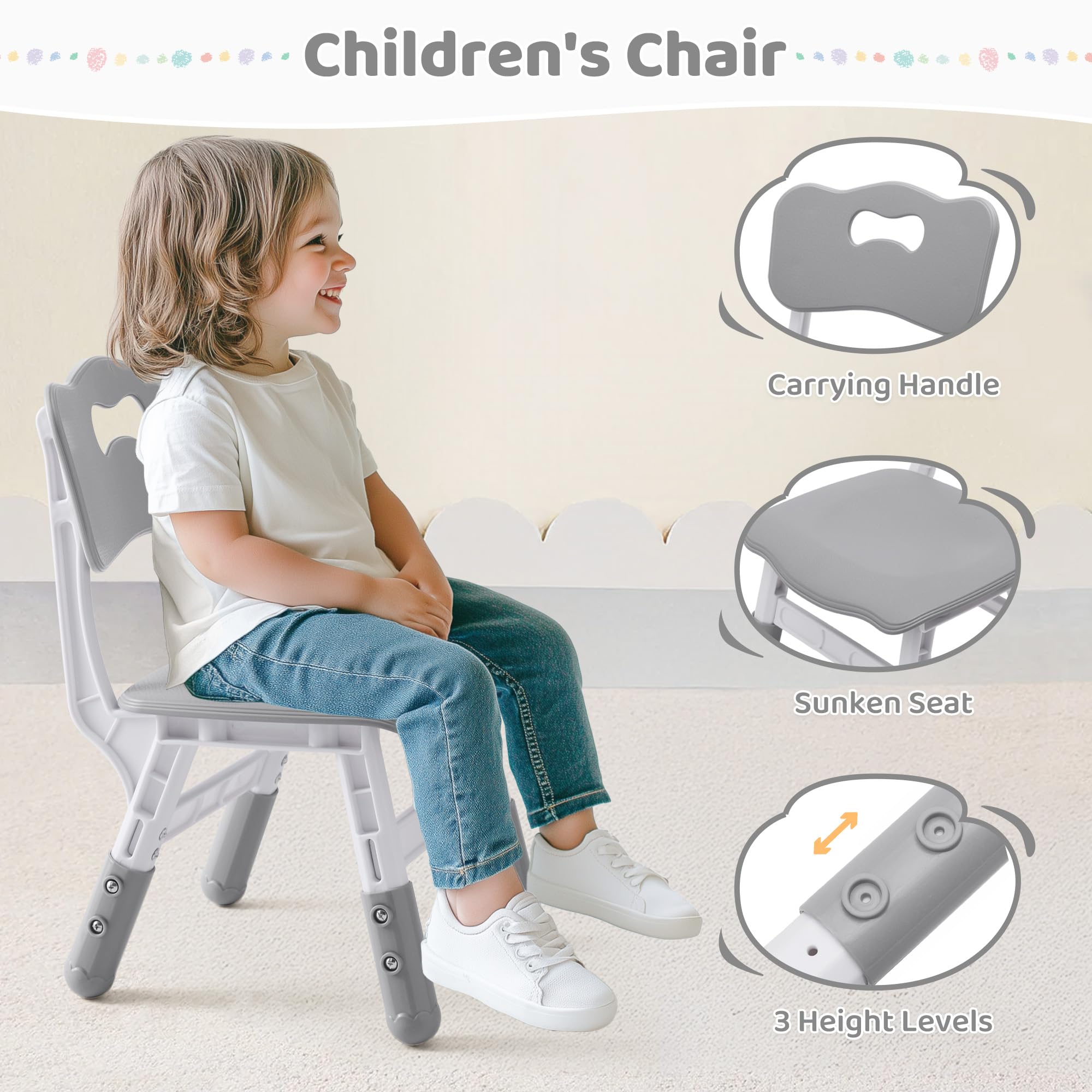 Height Adjustable Kids Table and Chair Set