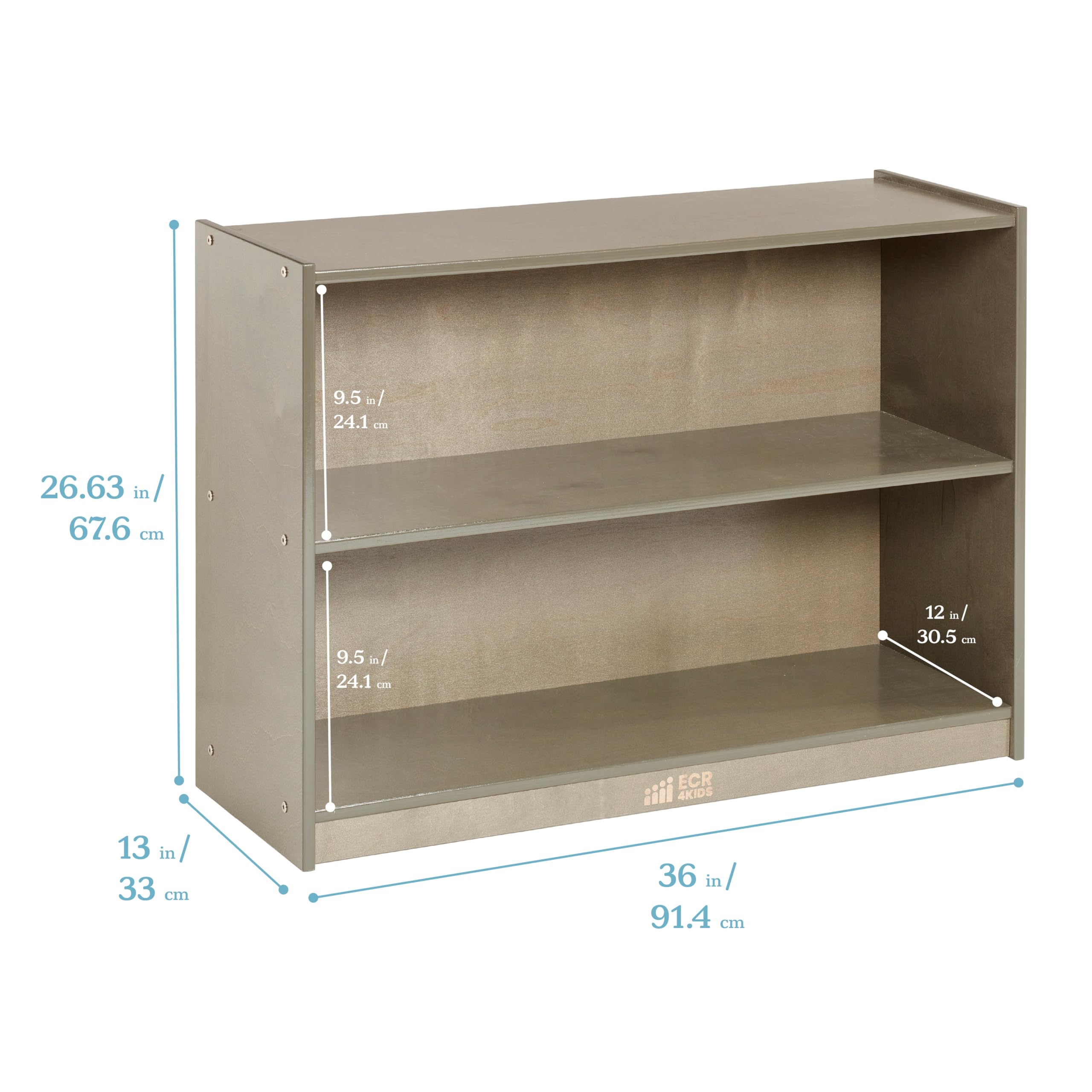 2-Shelf Mobile Storage Cabinet with Wheels - Grey Wash Wood Finish