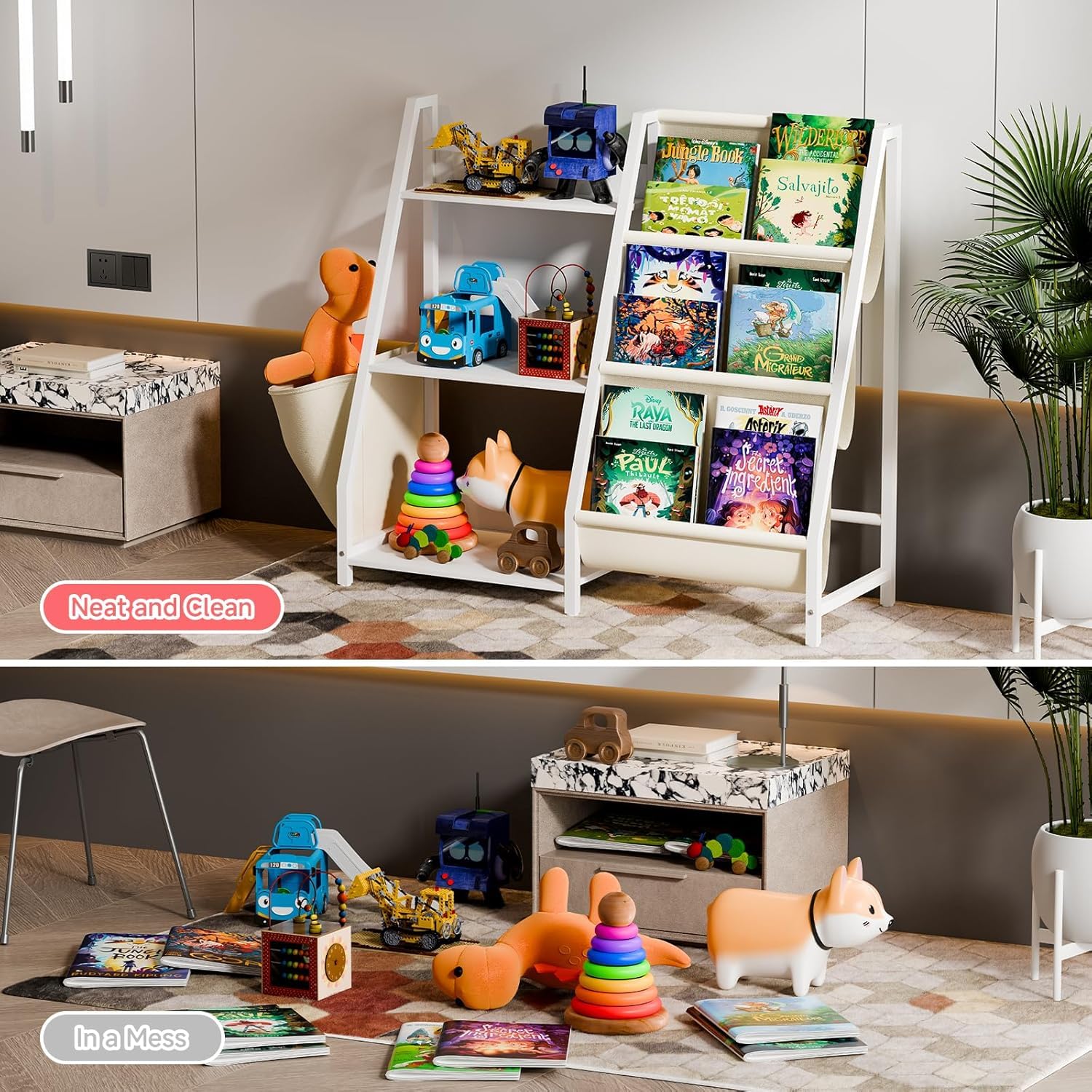 3-Tier Montessori Toy Storage Bookshelf