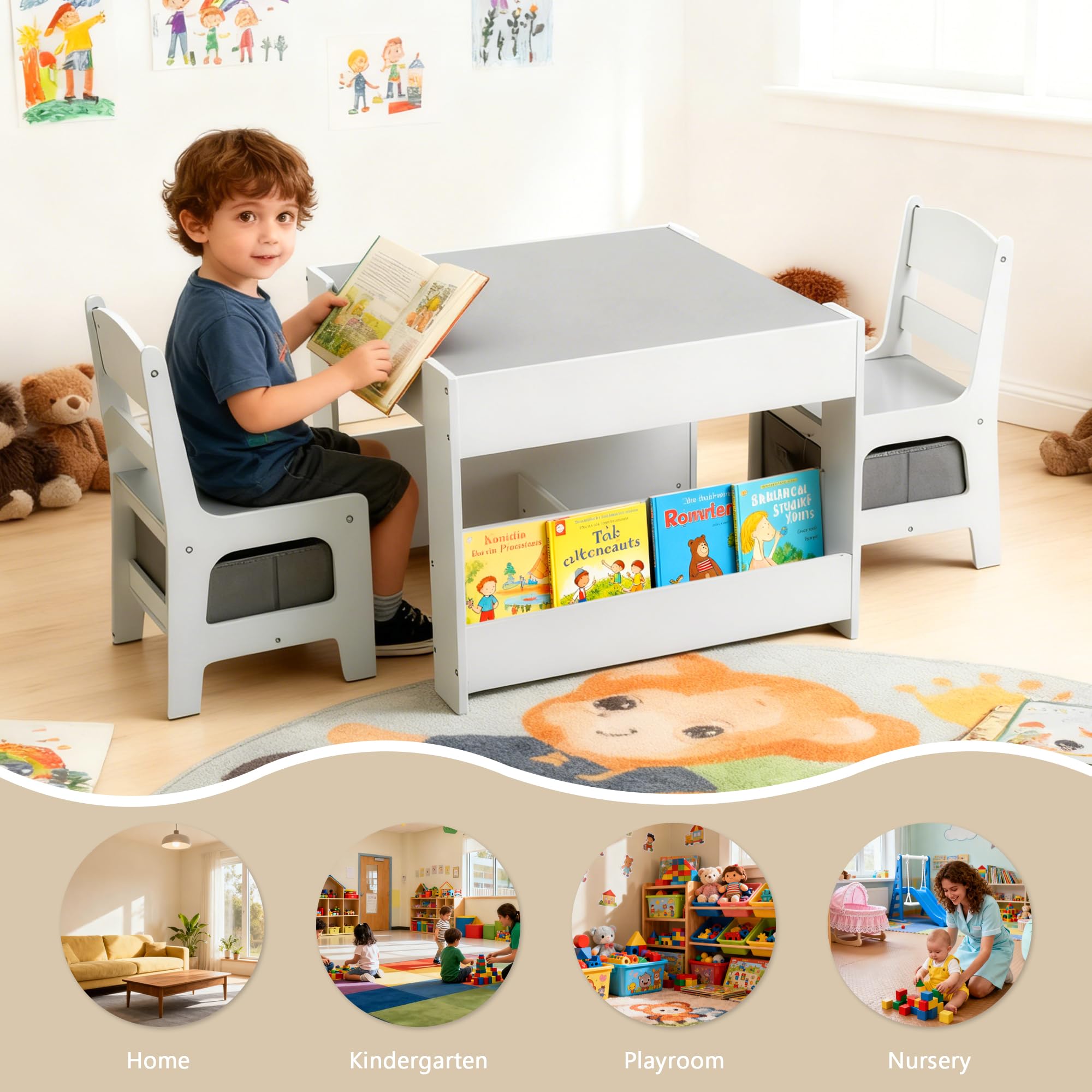 4-in-1 Kids Activity Table and Chairs Set