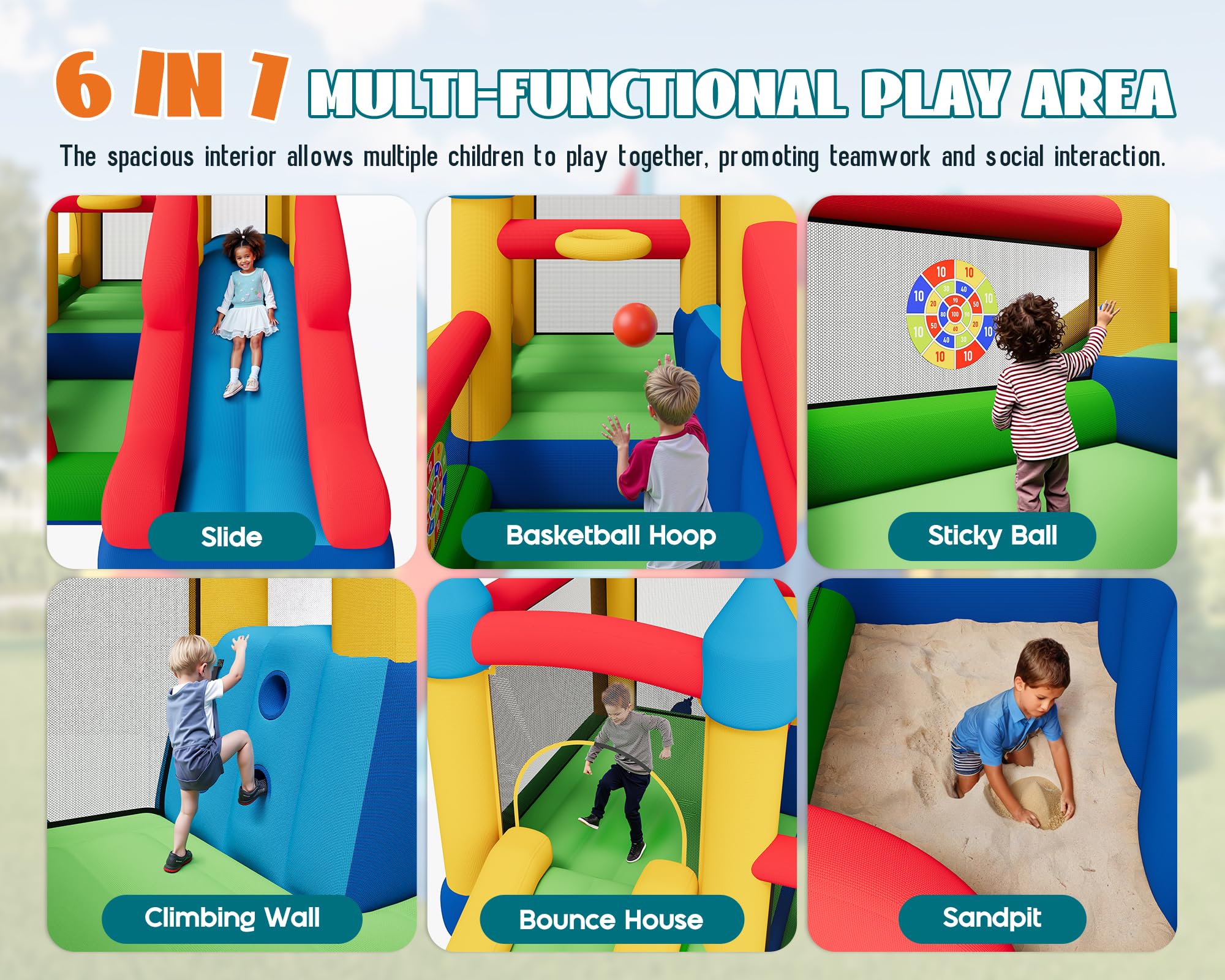 Inflatable Bounce House with Water Slide for Kids