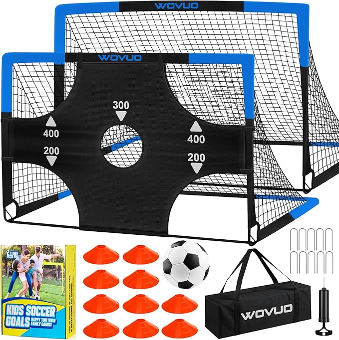 Kids Soccer Goals for Backyard Set of 2, 6x4 ft Portable Toddler Soccer Goal Training