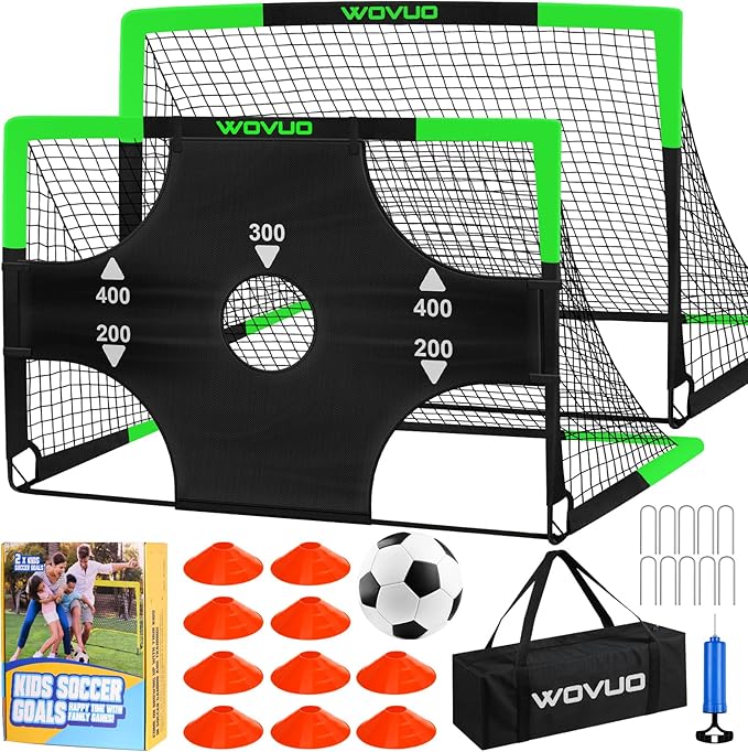 Kids Soccer Goals for Backyard Set of 2, 6x4 ft Portable Toddler Soccer Goal Training