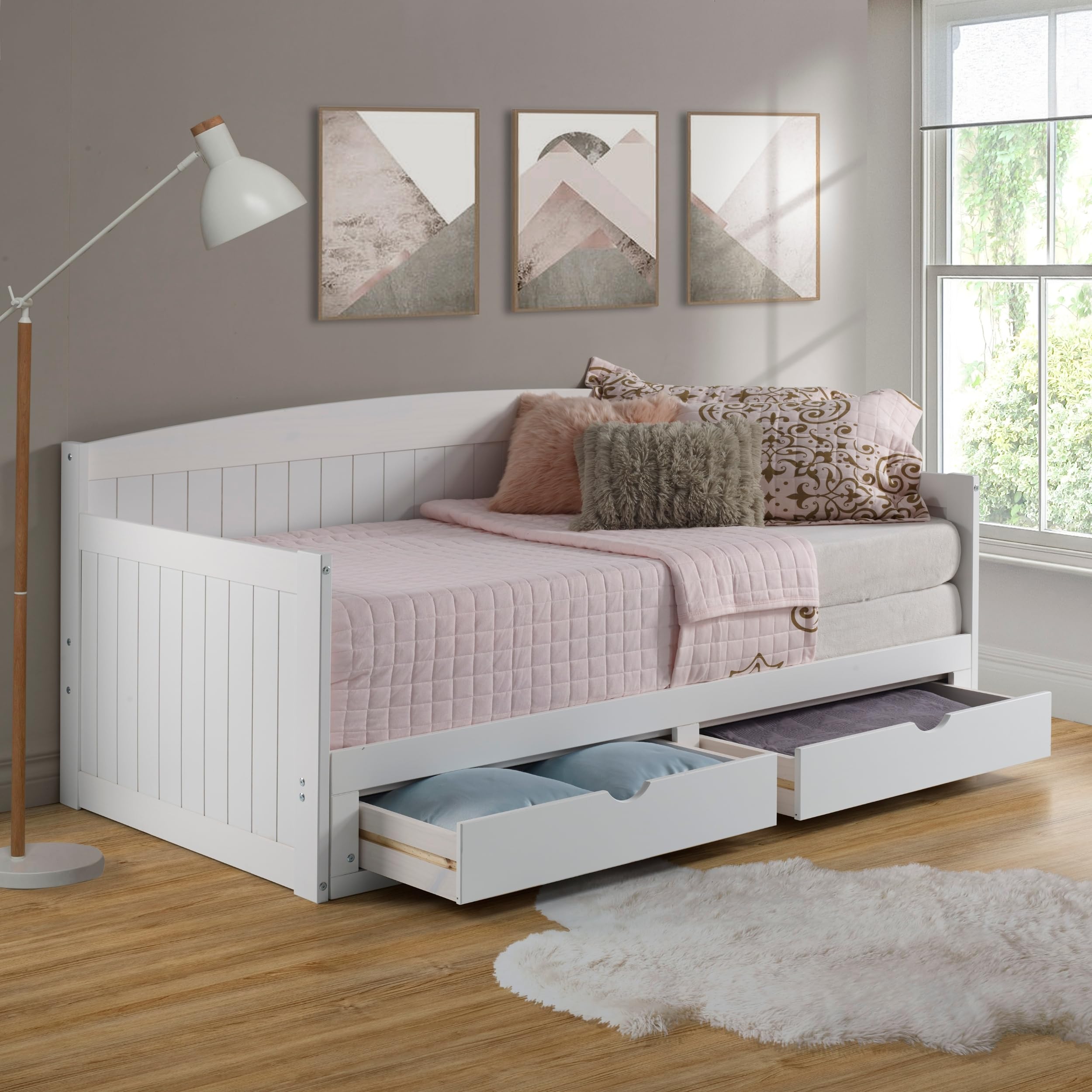 Harmony Wood Daybed, Single, White Brazilian Pine Trundle