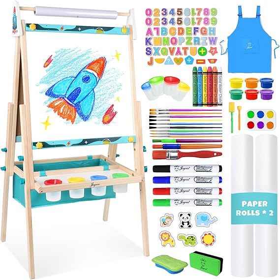 Art Easel for Kids Easel for Toddlers,Adjustable Standing Wooden Toddler Easels Kid