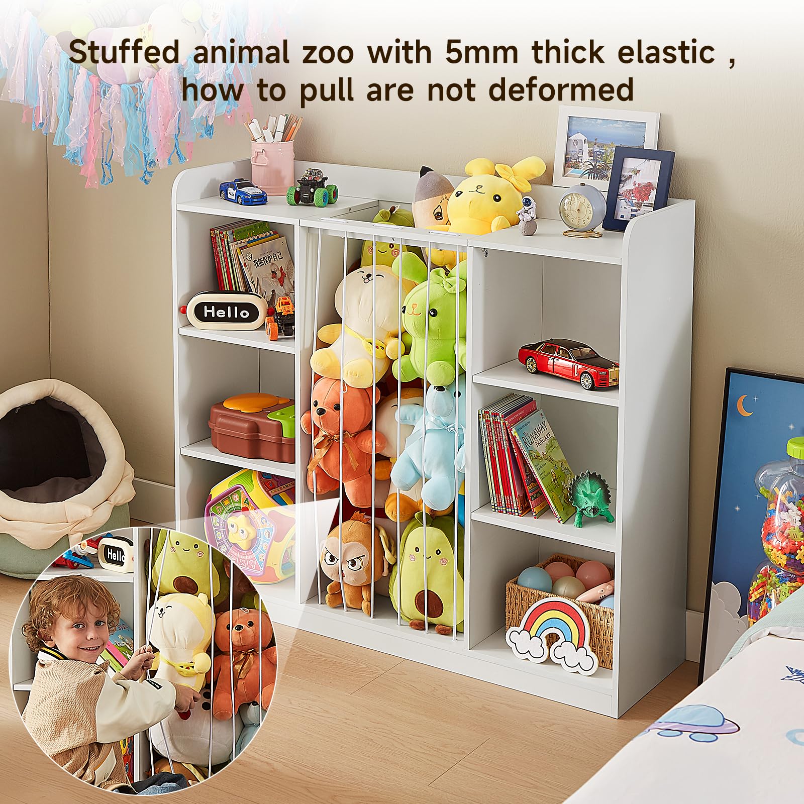 Kids Toy Storage Organizer with Stuffed Animal Holder