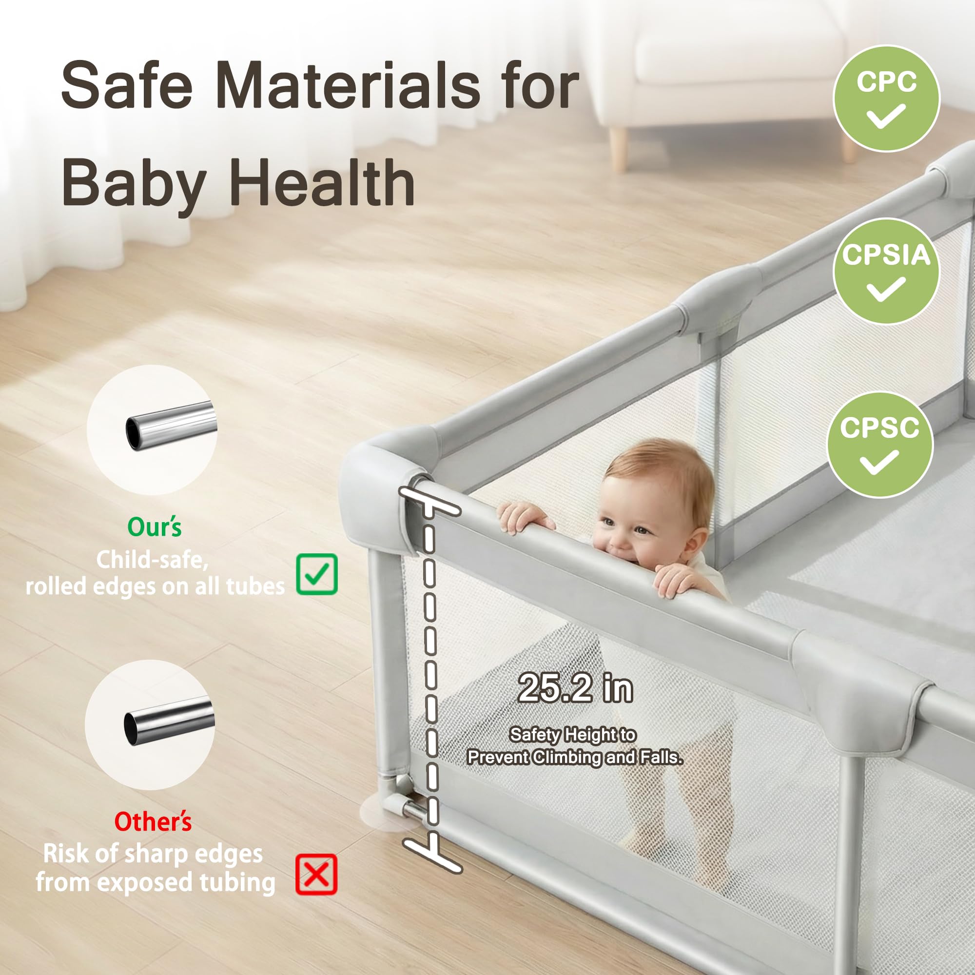 Large Baby Playpen with Gate for Infants and Toddlers