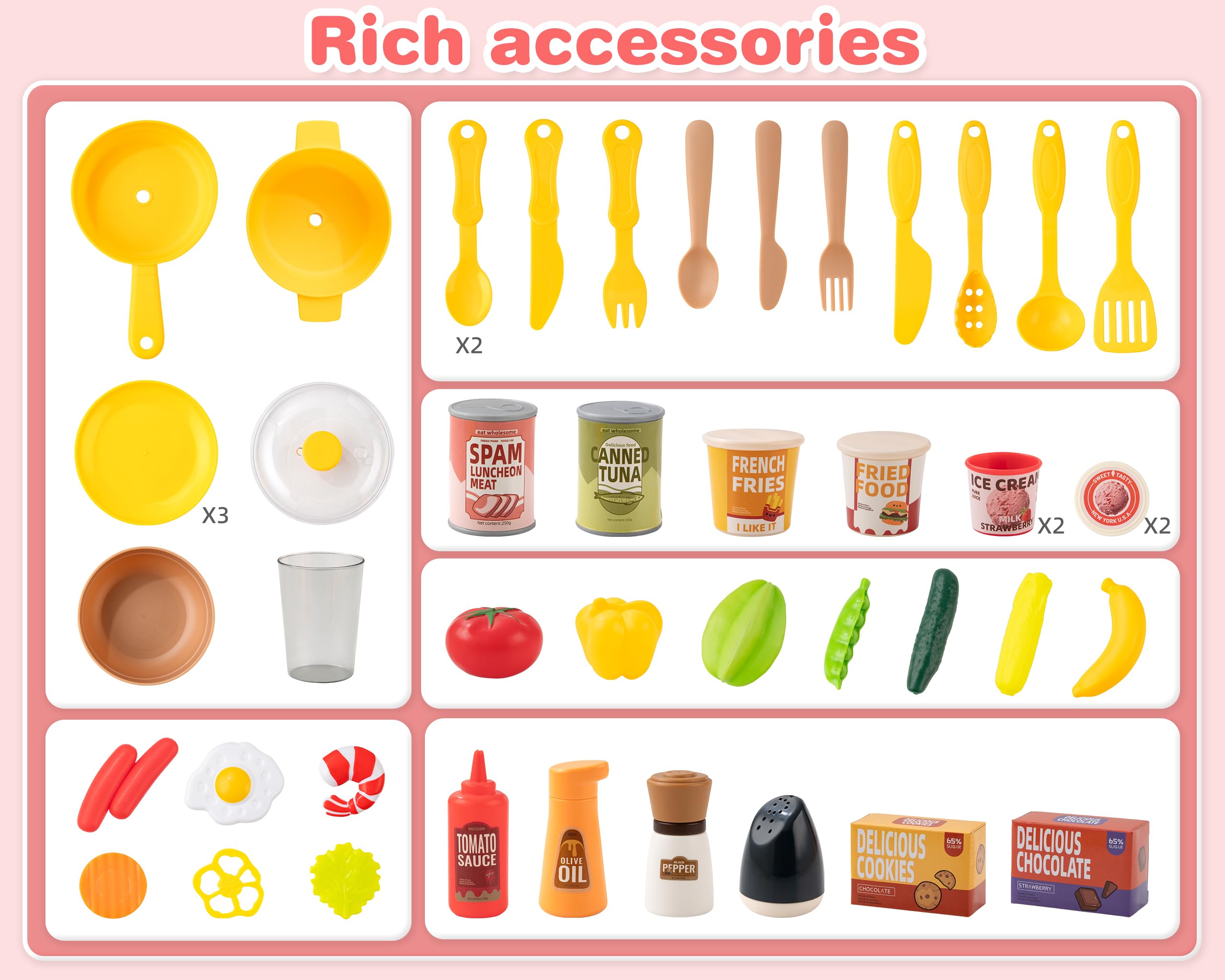 Interactive Kids Kitchen Play Set with 50 Pieces