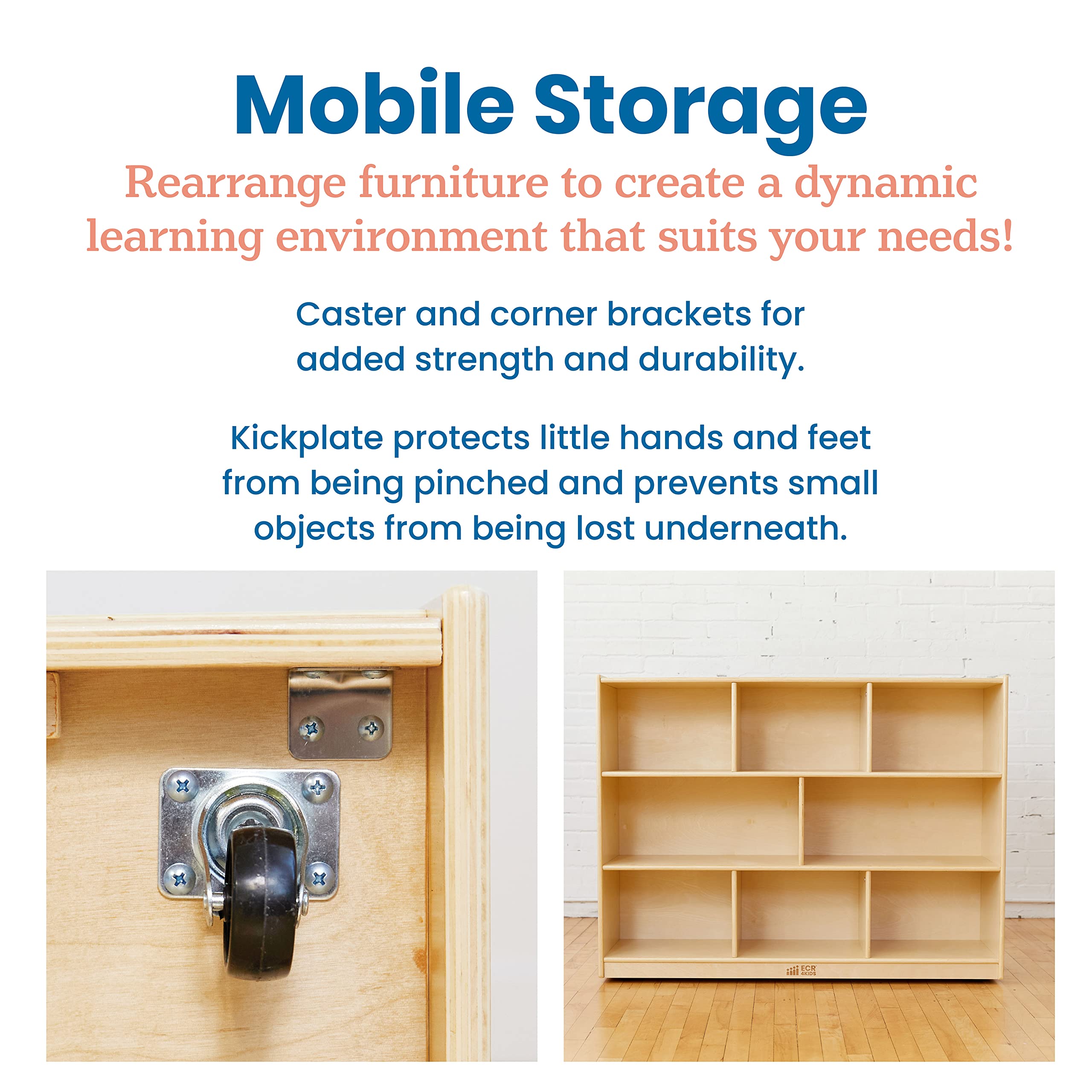8-Compartment Mobile Storage Cabinet for Classroom and Playroom