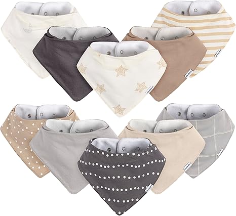 Baby Unisex Bandana Bibs 10-Pack, Multi Rust, One Size