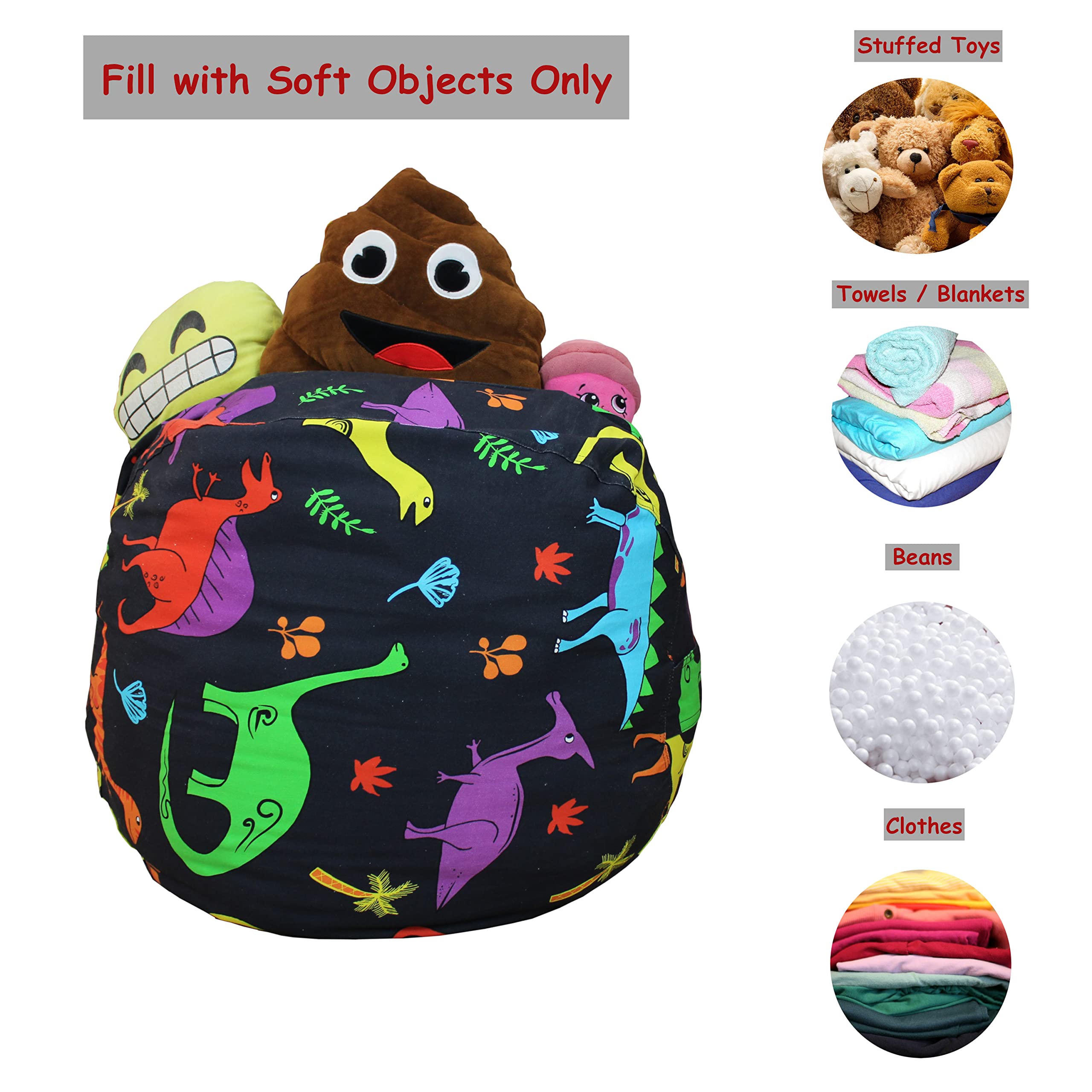 Dinosaur Bean Bag Storage Chair for Kids