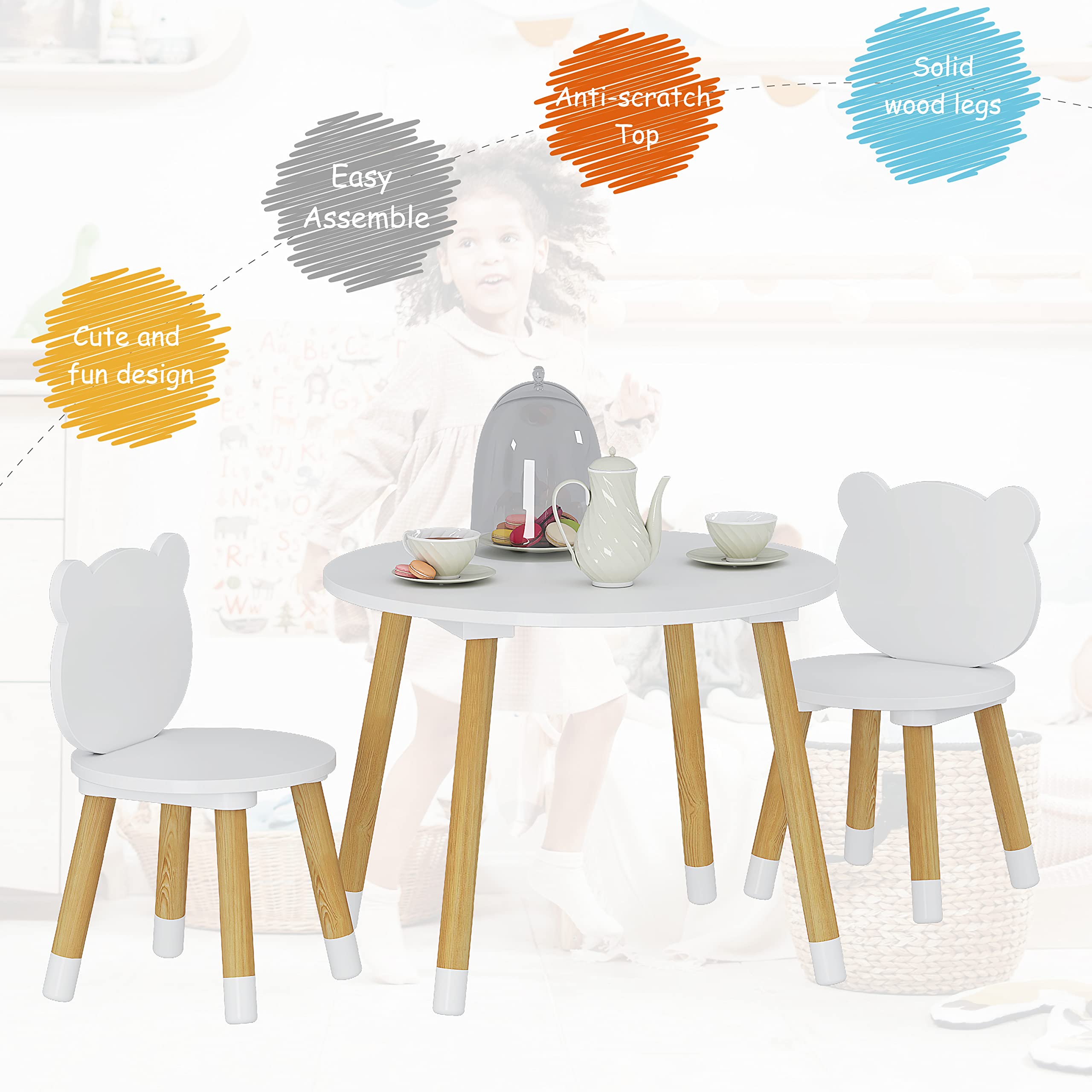 Kids Wood Table and Chair Set