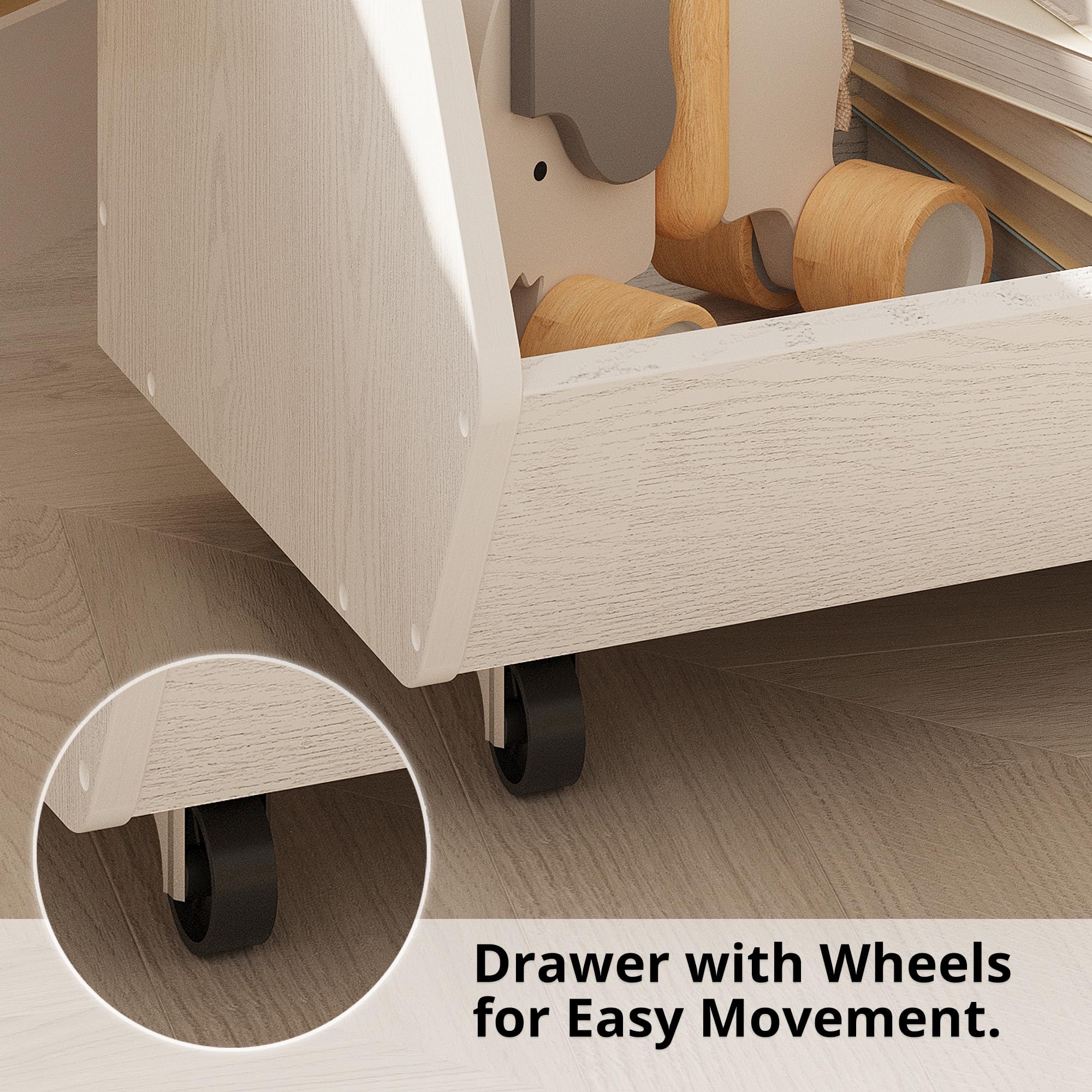 Kids Toy Storage Organizer with Bookshelf and Movable Drawers
