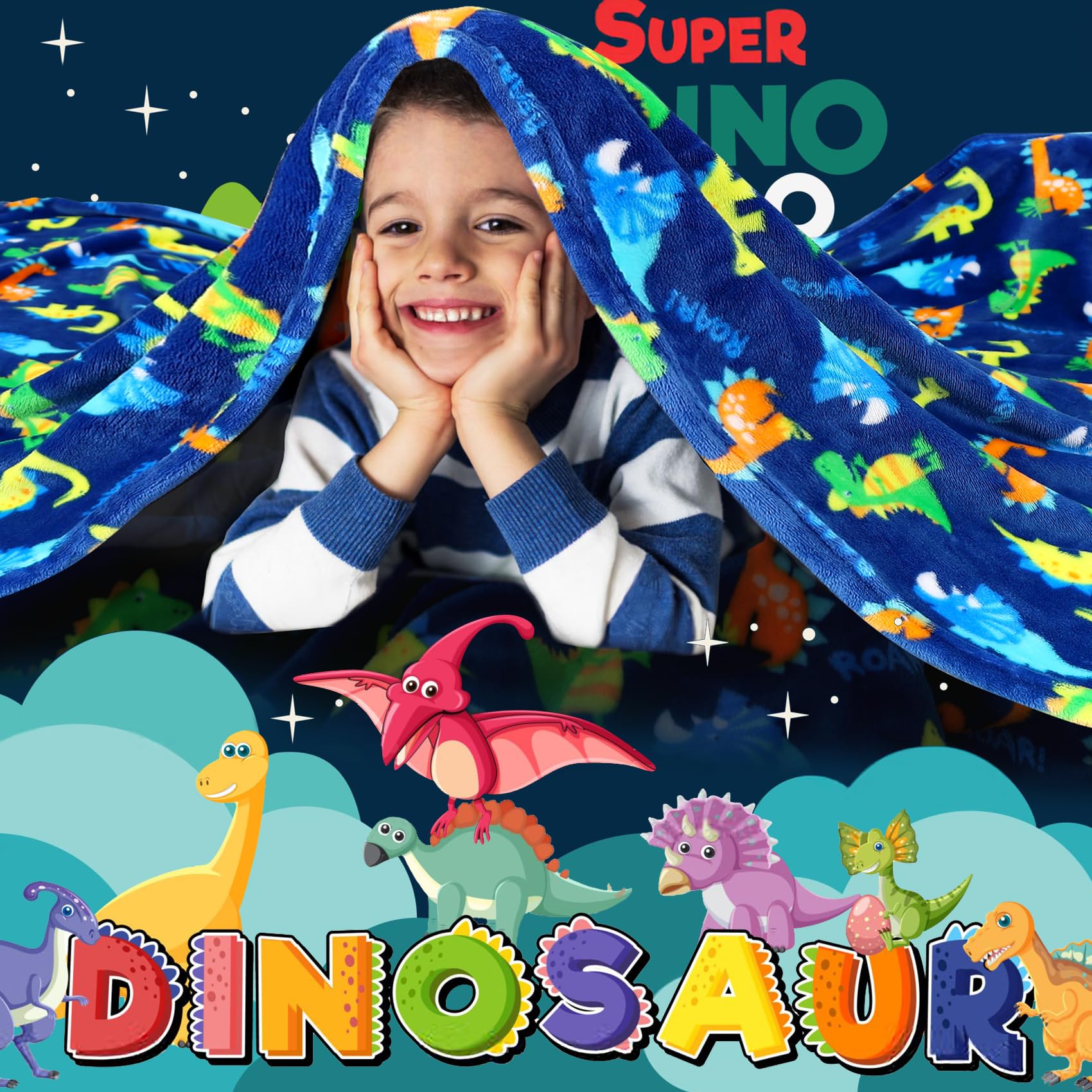 Dinosaur Fleece Throw Blanket for Kids 50x60 Inches