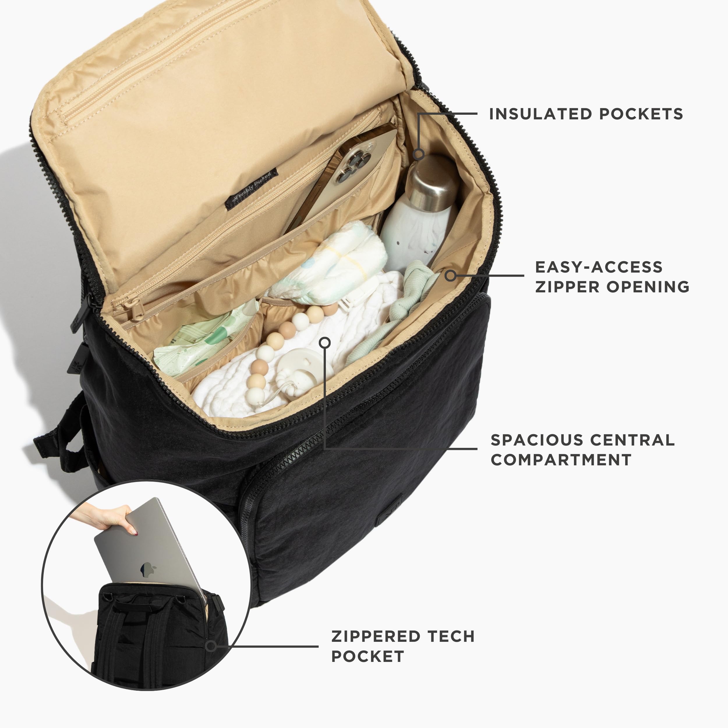 Zurich Diaper Bag Backpack, Crushed Nylon, Forest Green