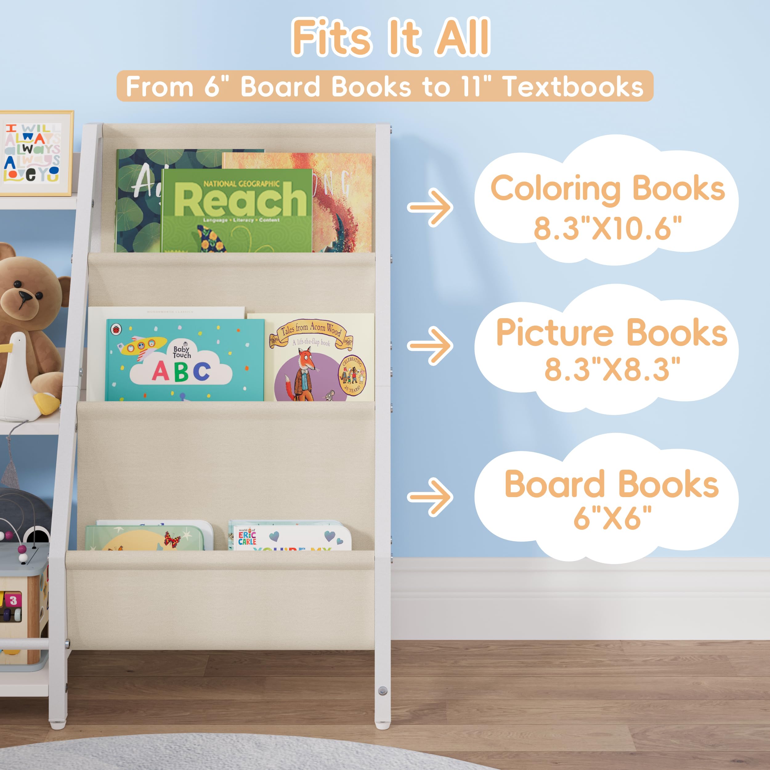 3-Tier Kids Bookshelf and Toy Organizer with Storage Rack