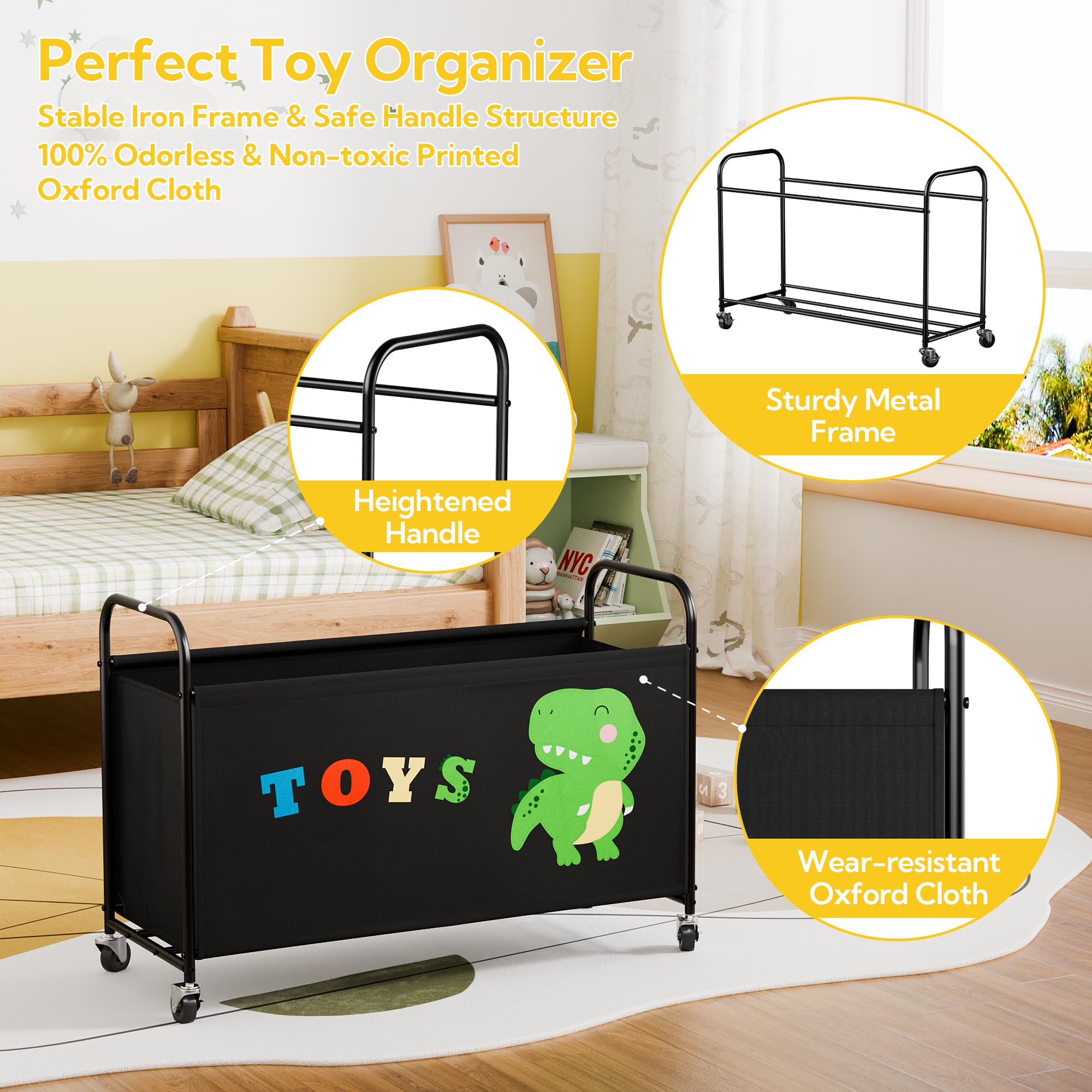 Large Toy Storage Box with Wheels - 135L Organizer Chest