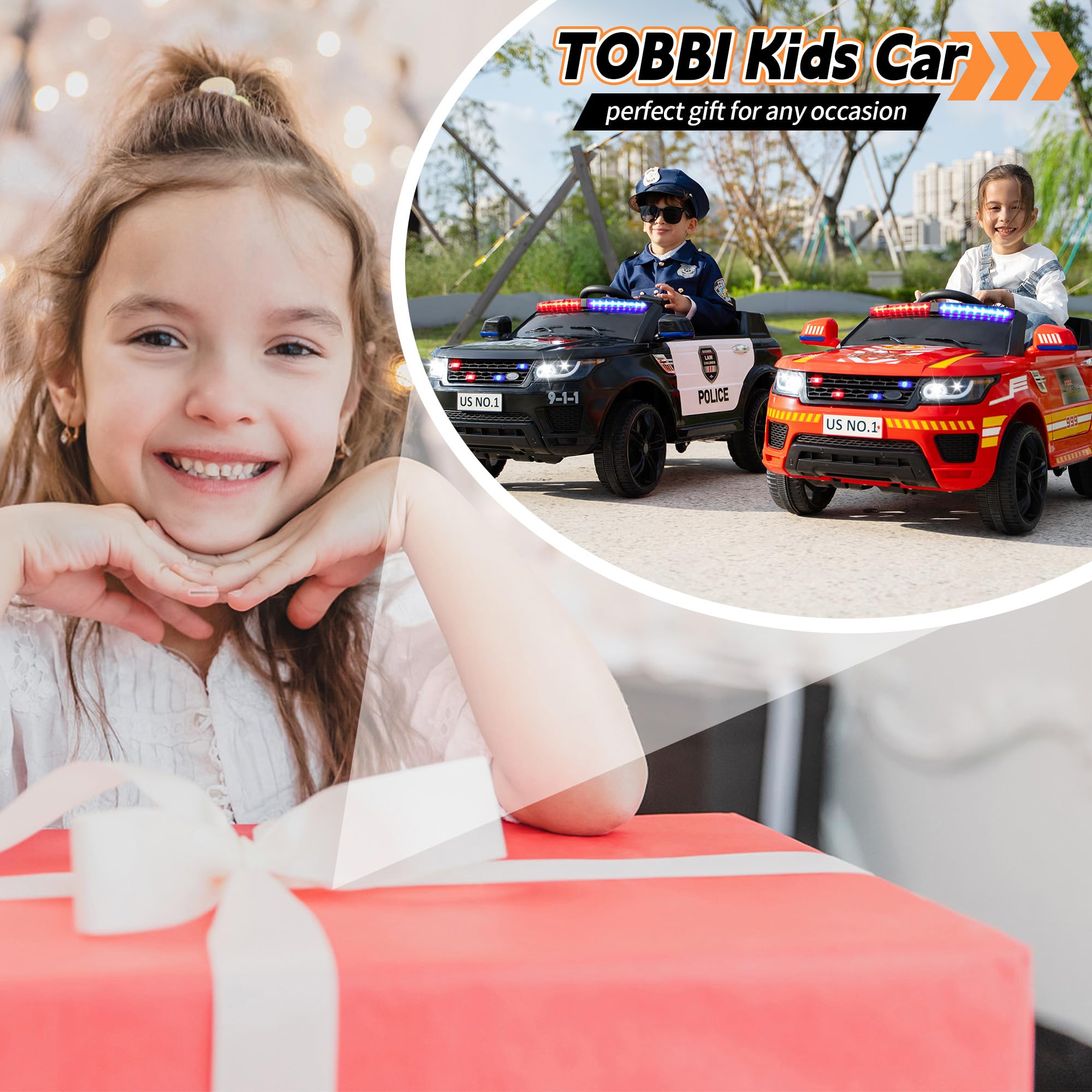 Kids Electric Police Car Ride-On with Remote Control