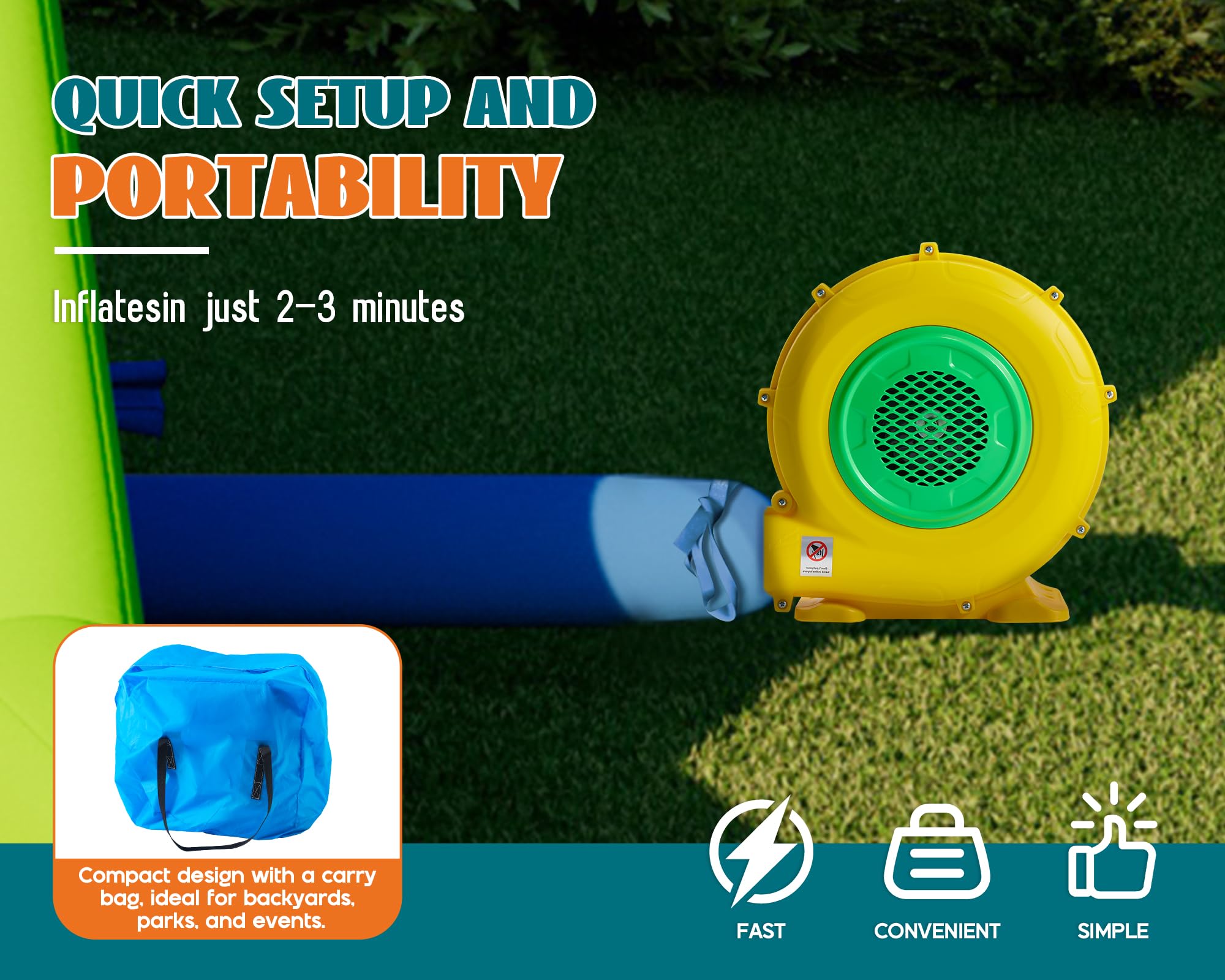 Inflatable Bounce House with Slide and Pool for Kids