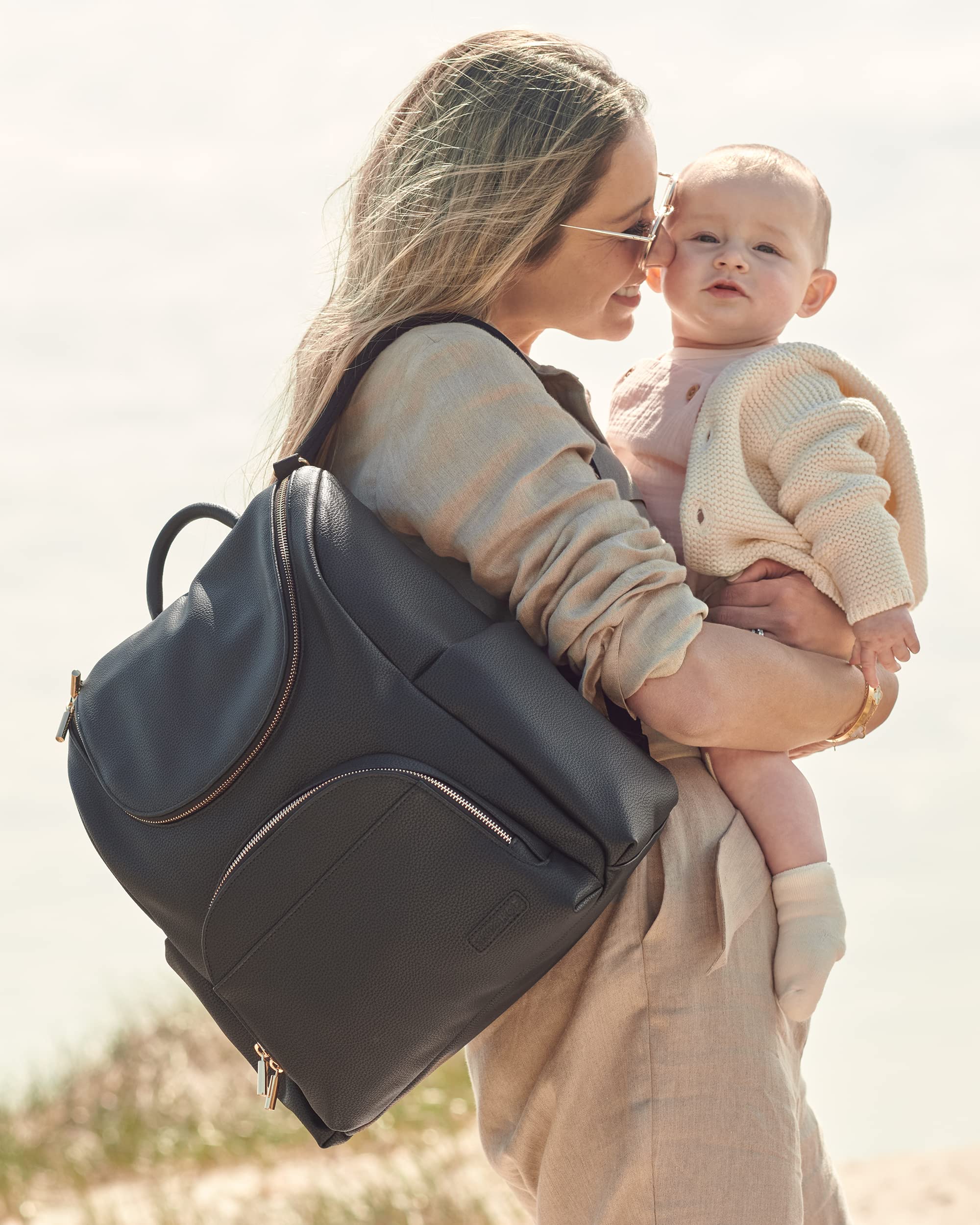 Diaper Bag Backpack: Evermore, Multi-Function Baby Travel Bag 6 in 1, Black