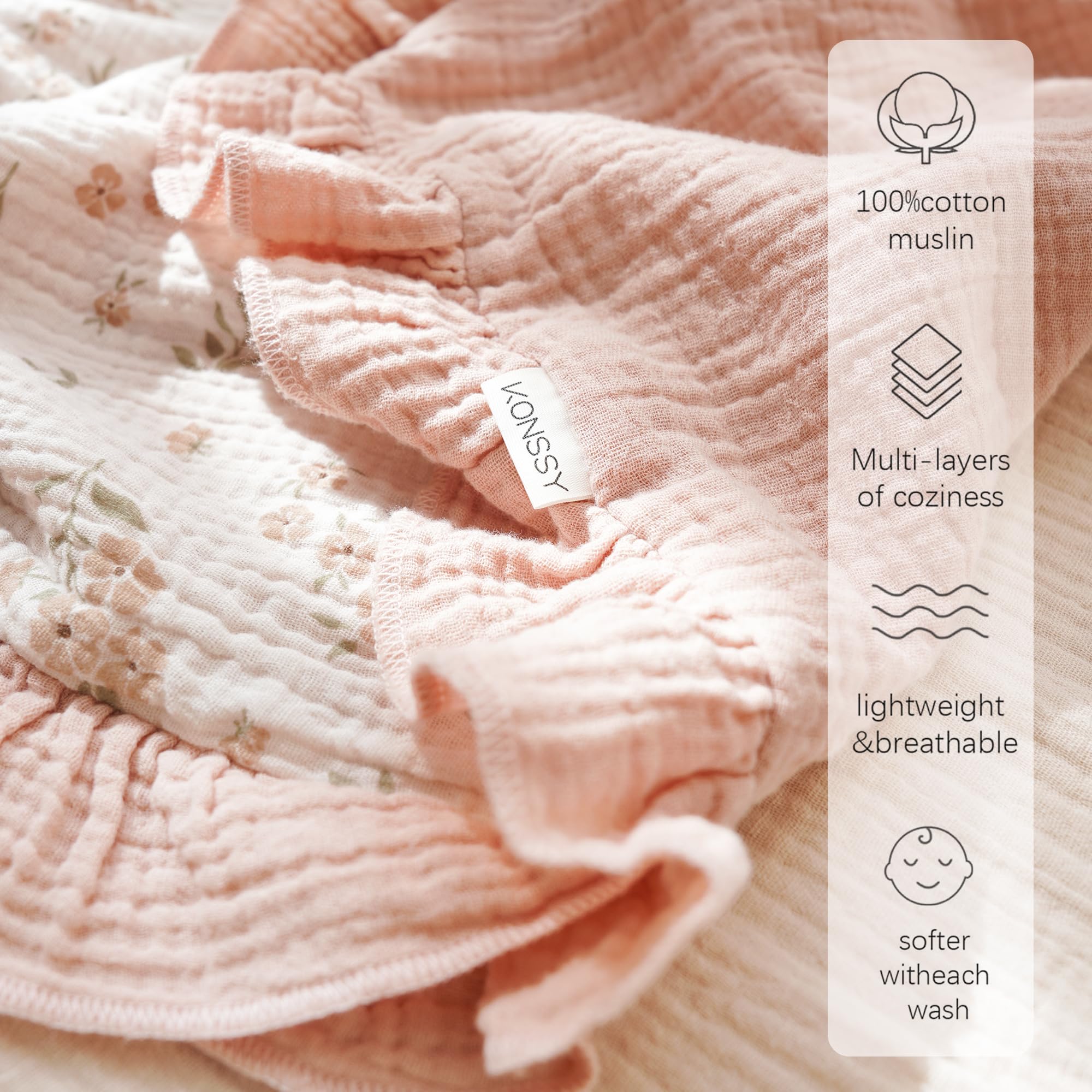 Muslin Cotton Baby Blanket - Flounce Floral Design