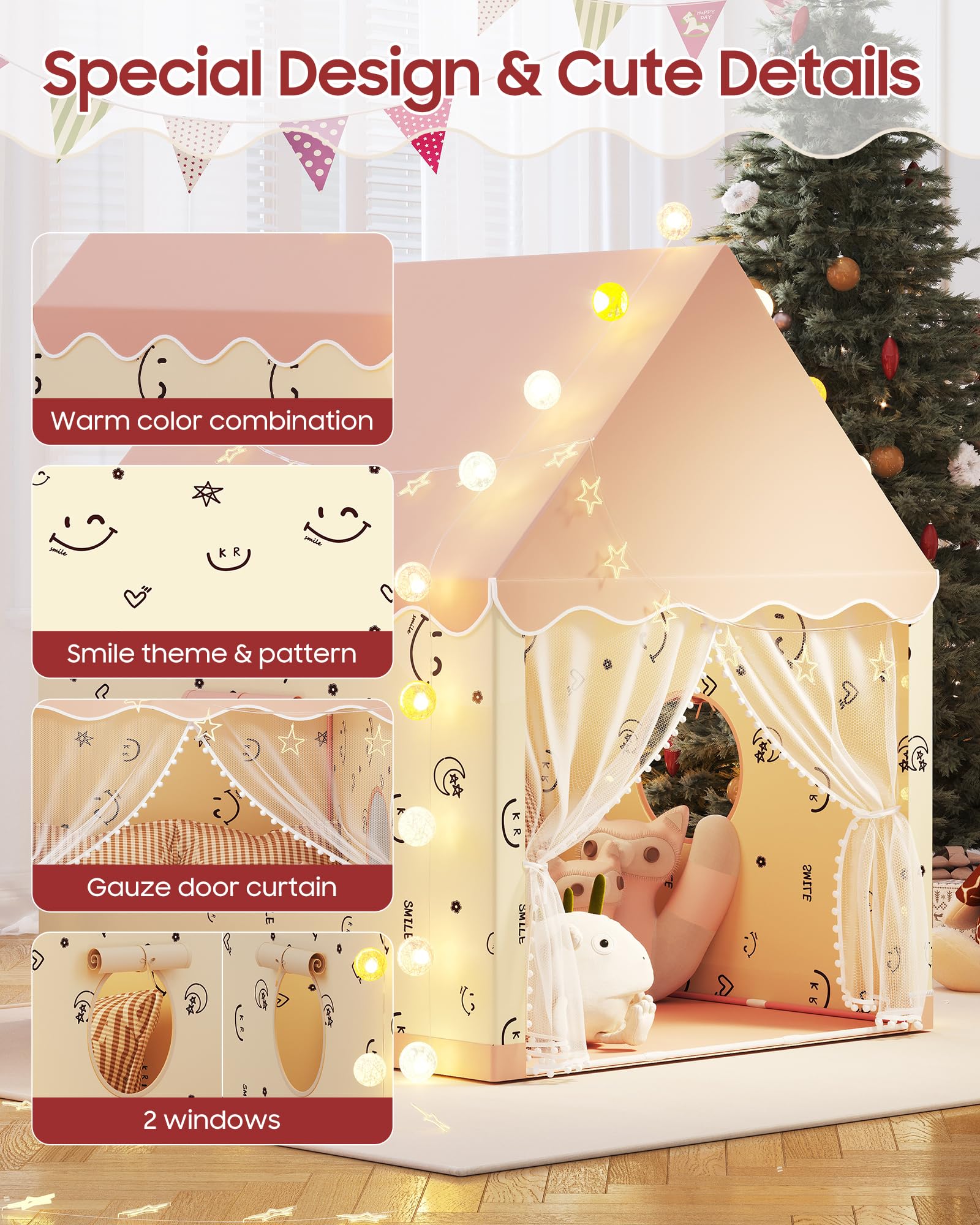 Kids Princess Play Tent with Lights and Decorations