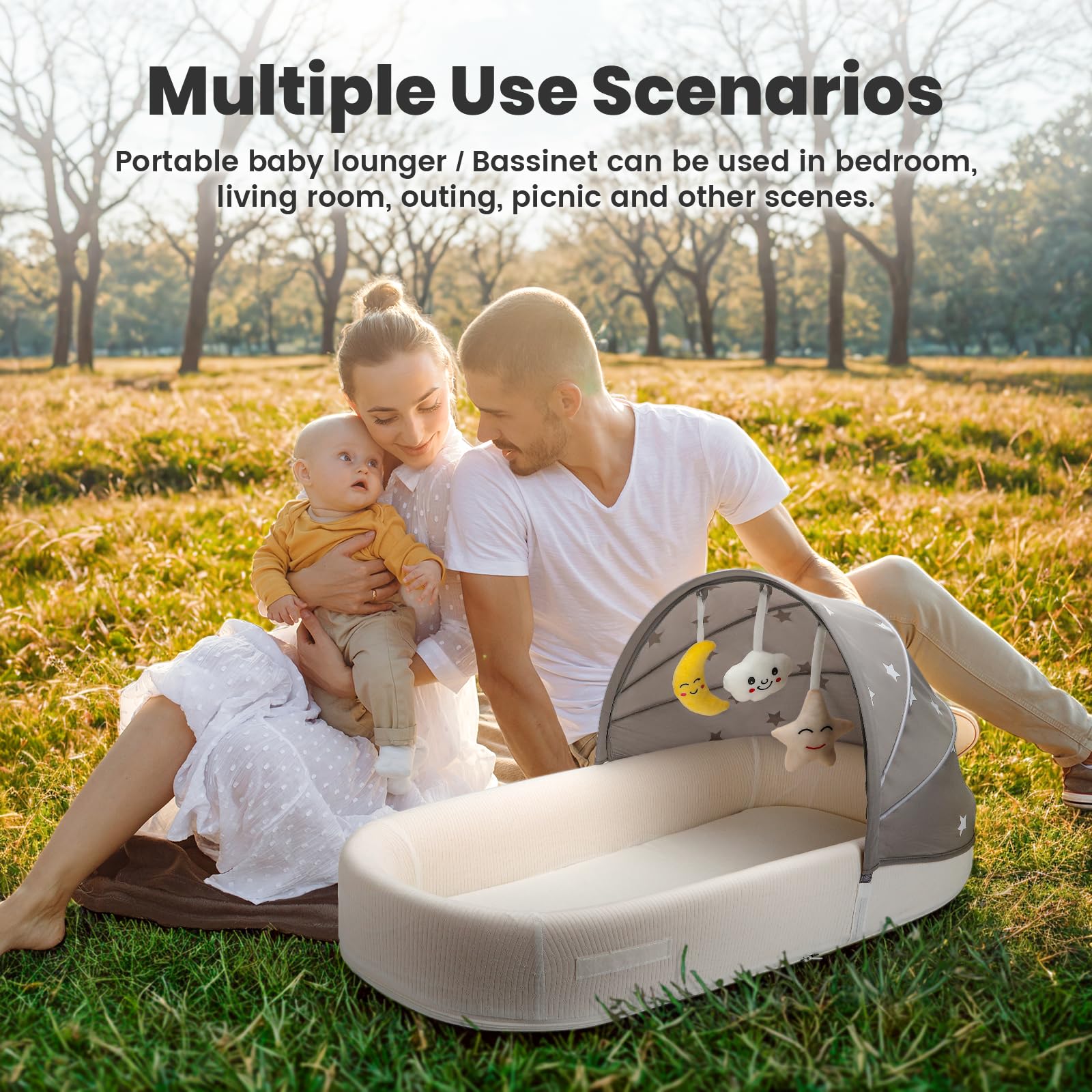 Portable Baby Bassinet Travel Lounger with Mosquito Net