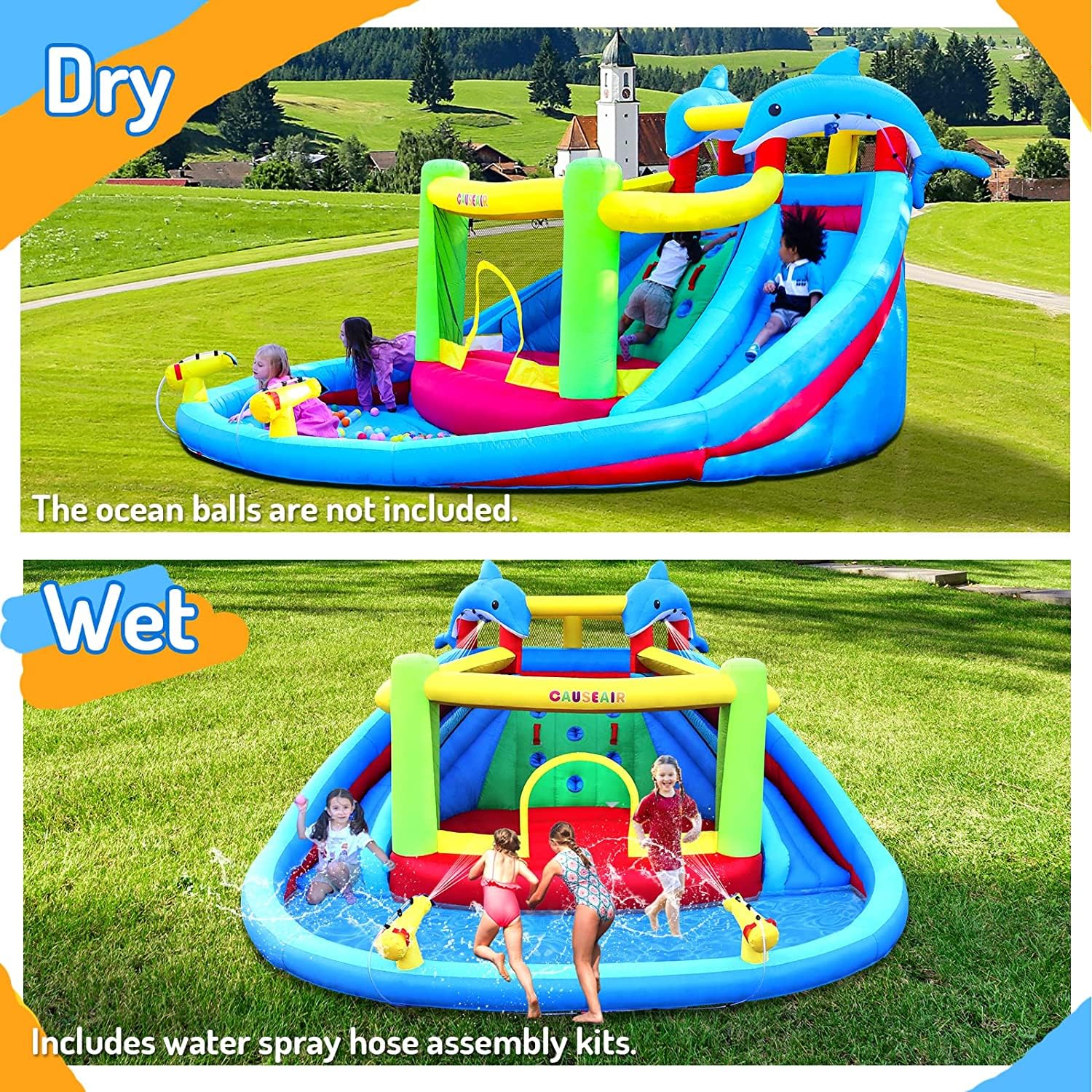 Inflatable Water Slide Bounce House with Double Slides