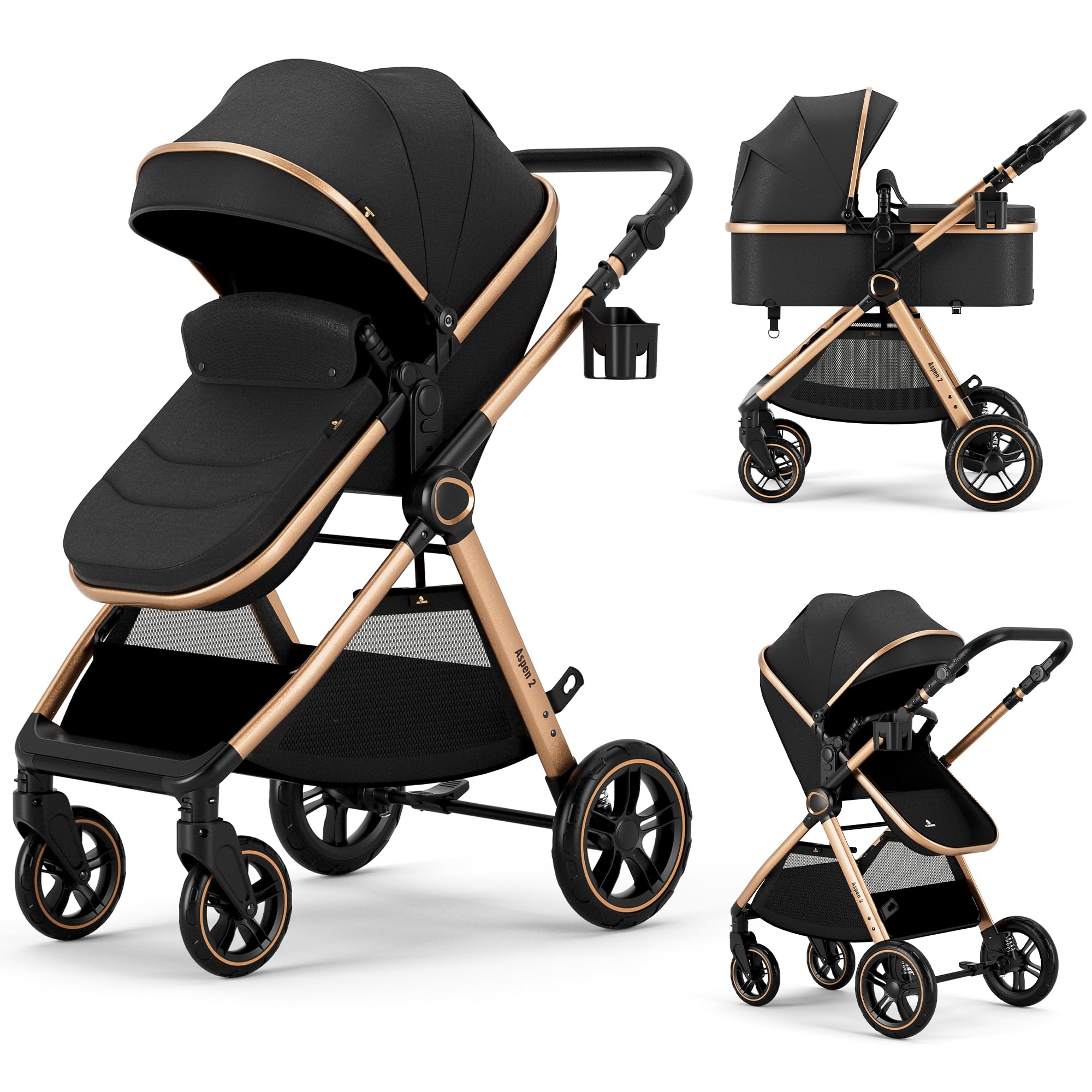 2 in 1 Baby Stroller, Convertible Bassinet Pushchair for Infants
