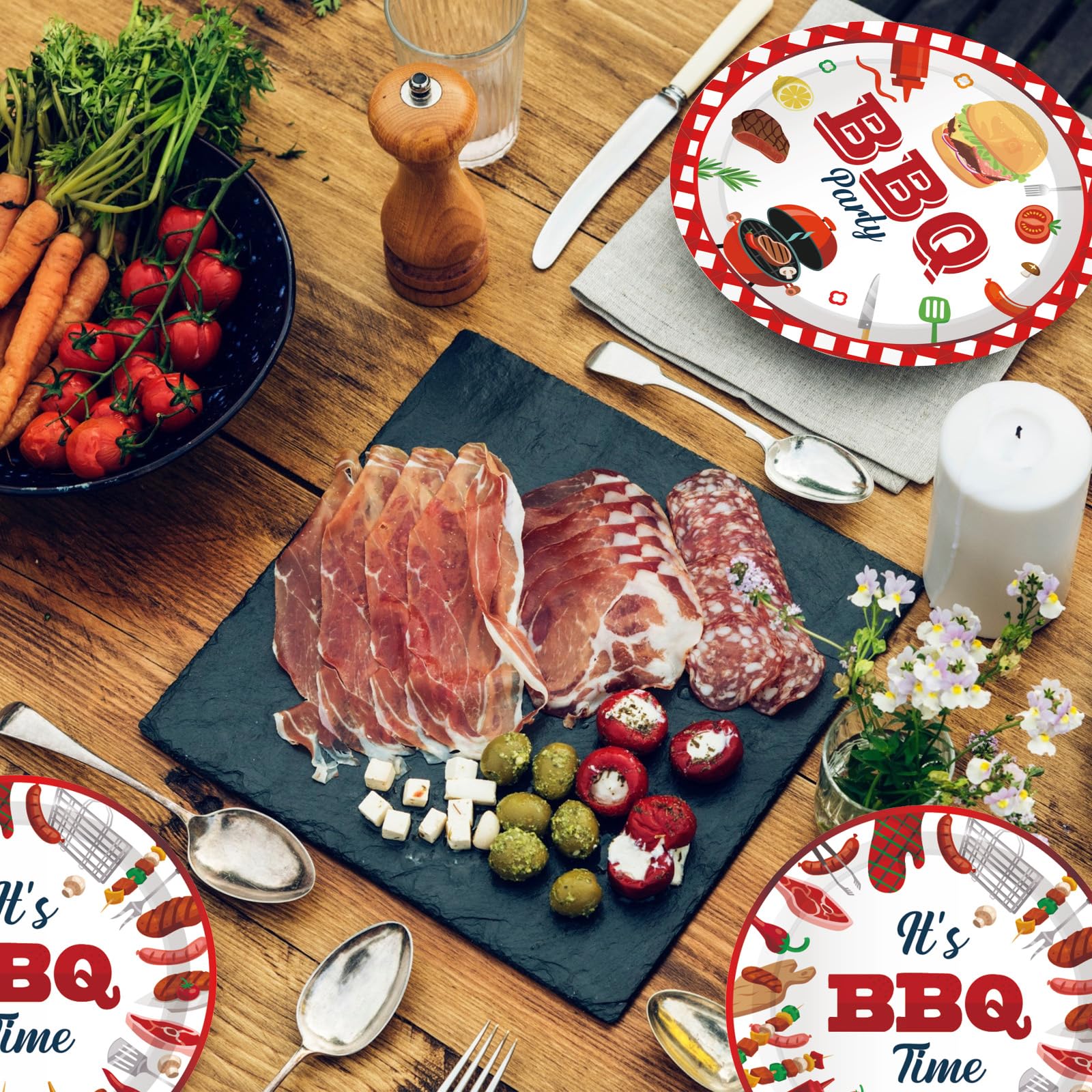 BBQ Party Decorations BBQ Baby Shower Tableware | Serve 16 Birthday Party Plates