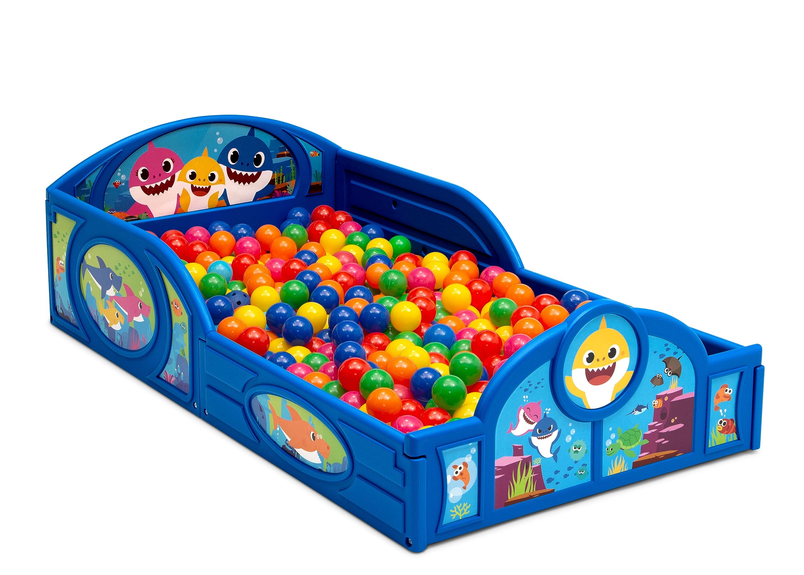 Baby Shark Sleep and Play Toddler Bed with Guardrails