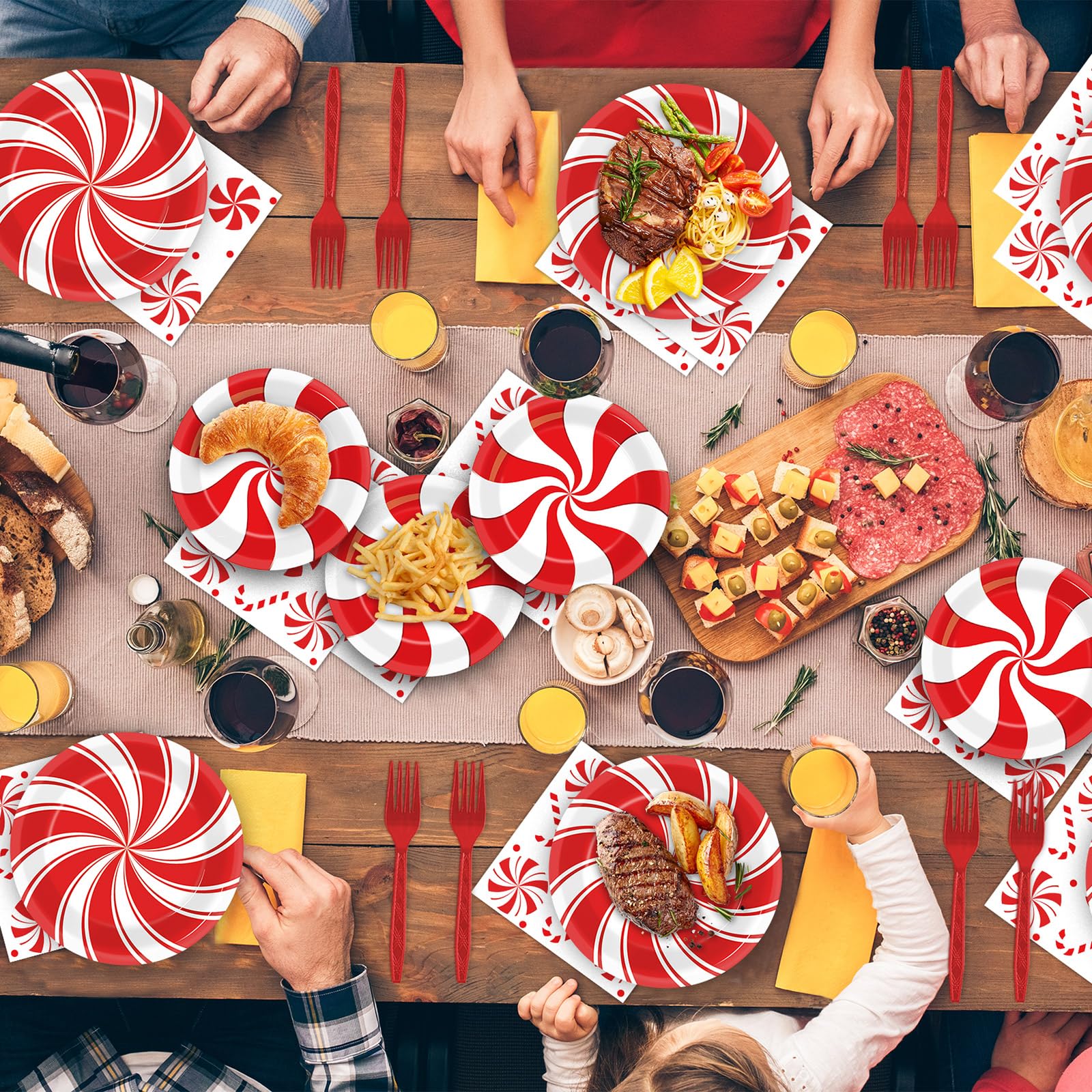 Christmas Peppermint Candy Paper Plates Party Supplies Tableware S