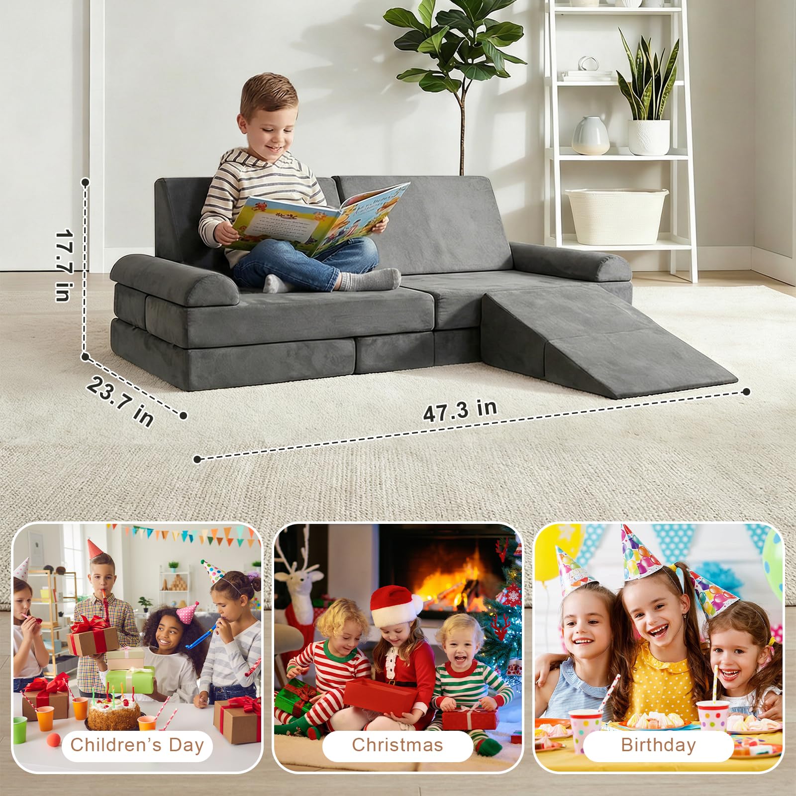 Modular Kids Play Couch Convertible Foam Climbing Sofa