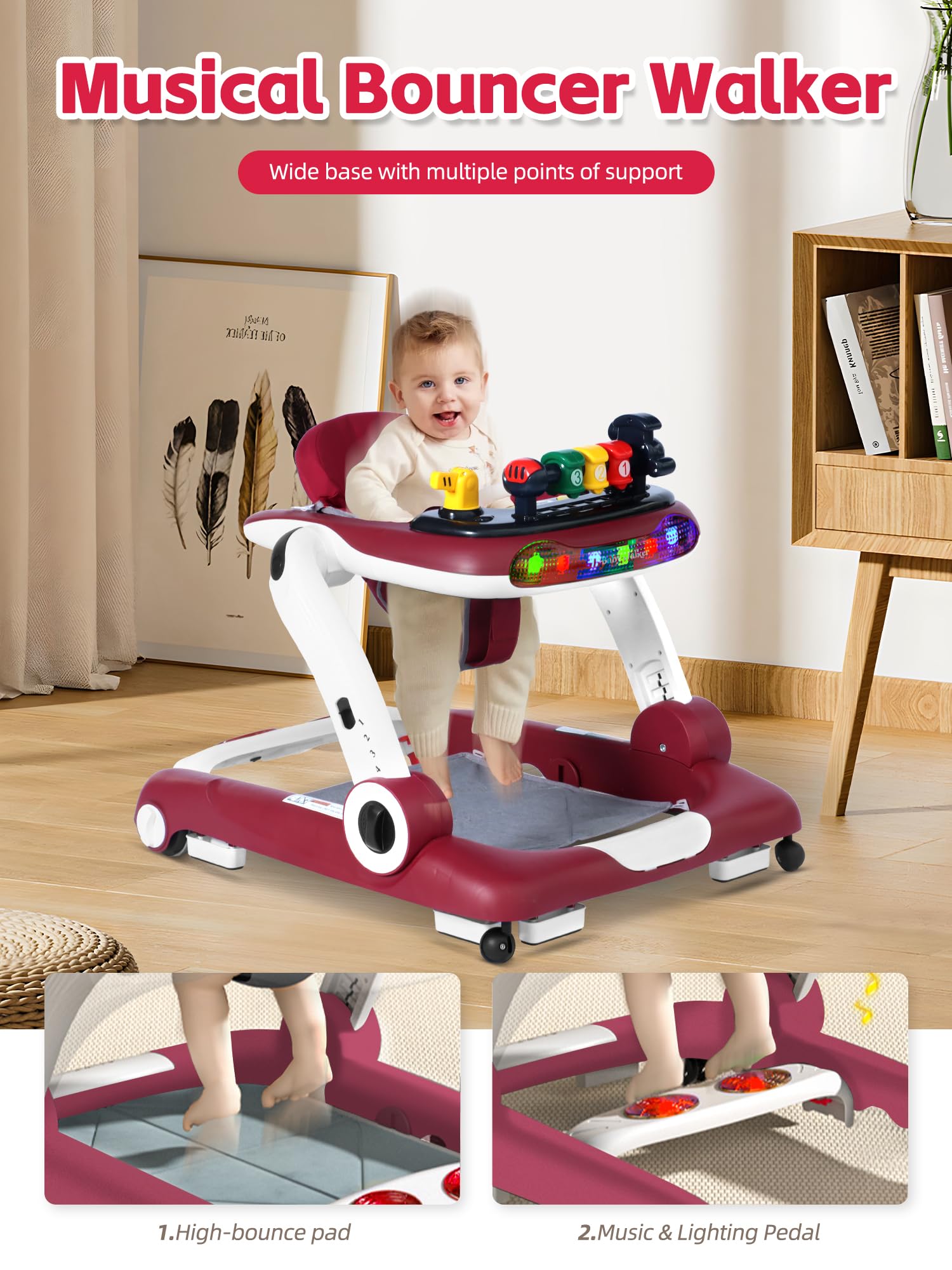 6-in-1 Baby Walker Activity Center with Music and Lights