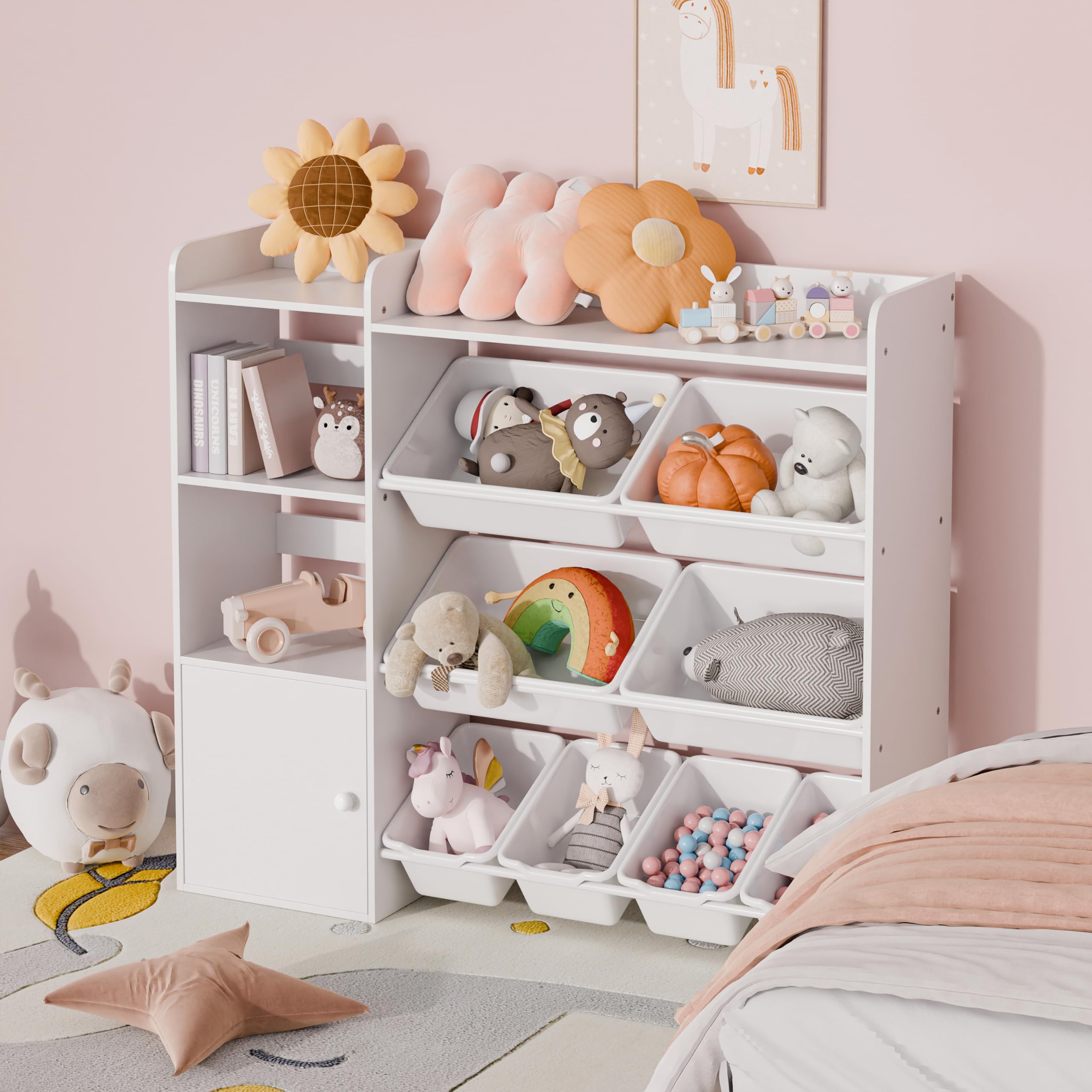 4-Tier Kids Toy Storage Organizer with Removable Bins