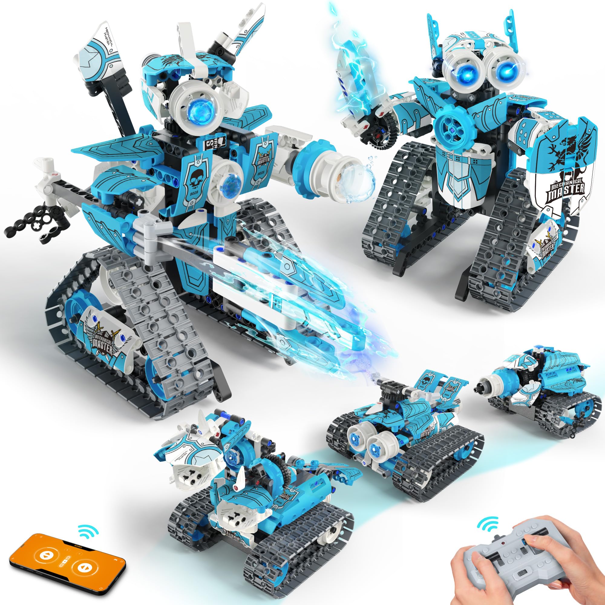 5 in 1 STEM RC Robot Building Kit, 398PCS APP & Remote Control Blocks