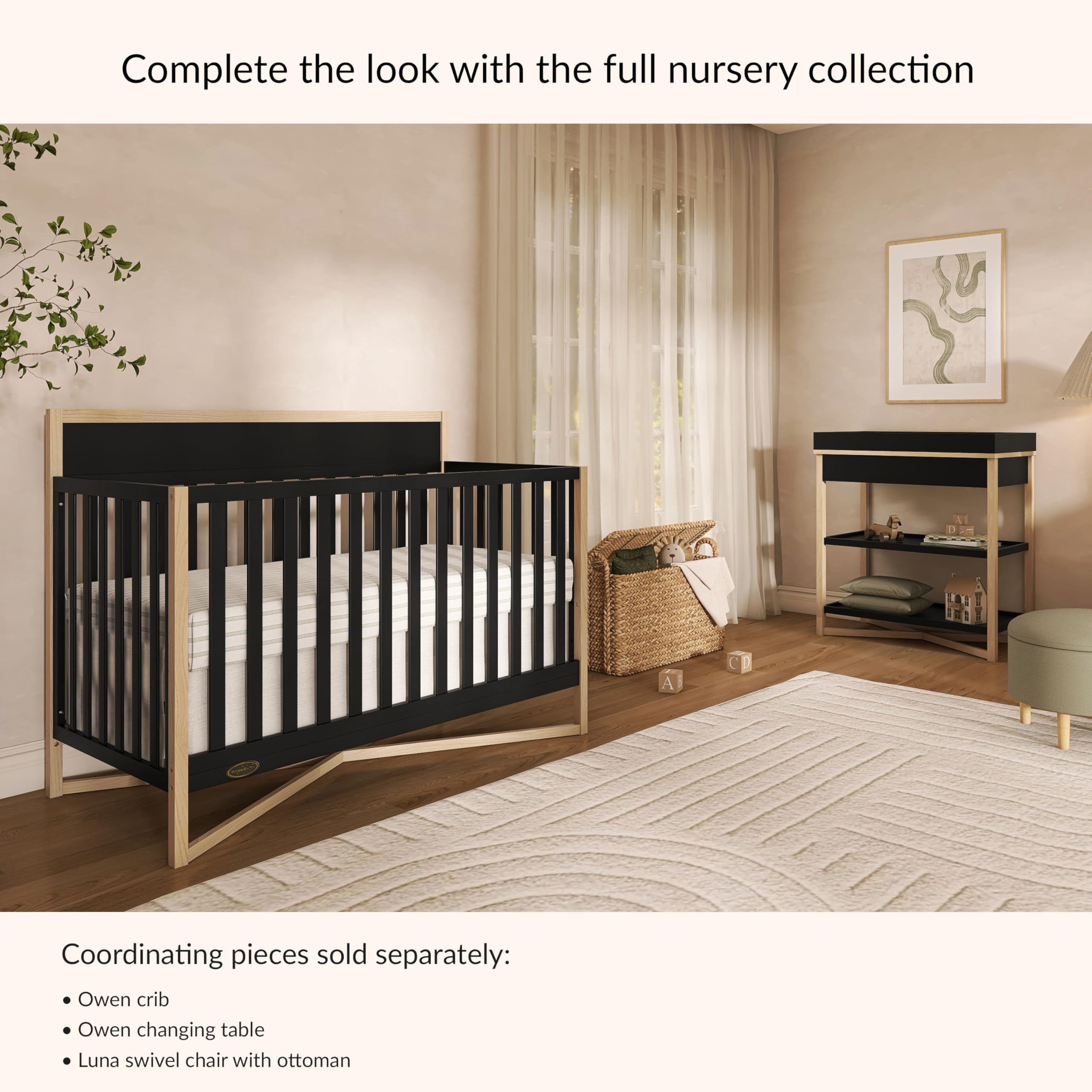 5-in-1 Convertible Full-Size Baby Crib with Adjustable Mattress Heights