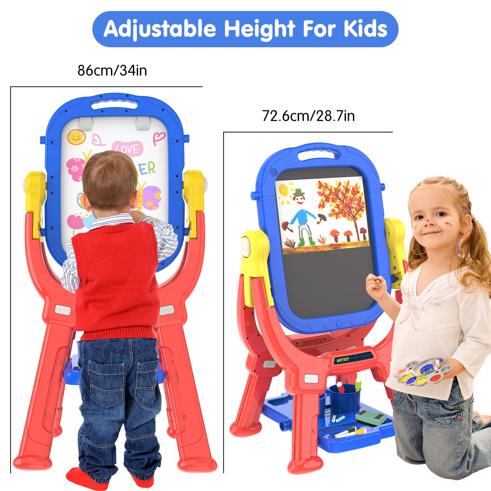 Rotatable Double Sided Adjustable Standing Art Easel with Drawing