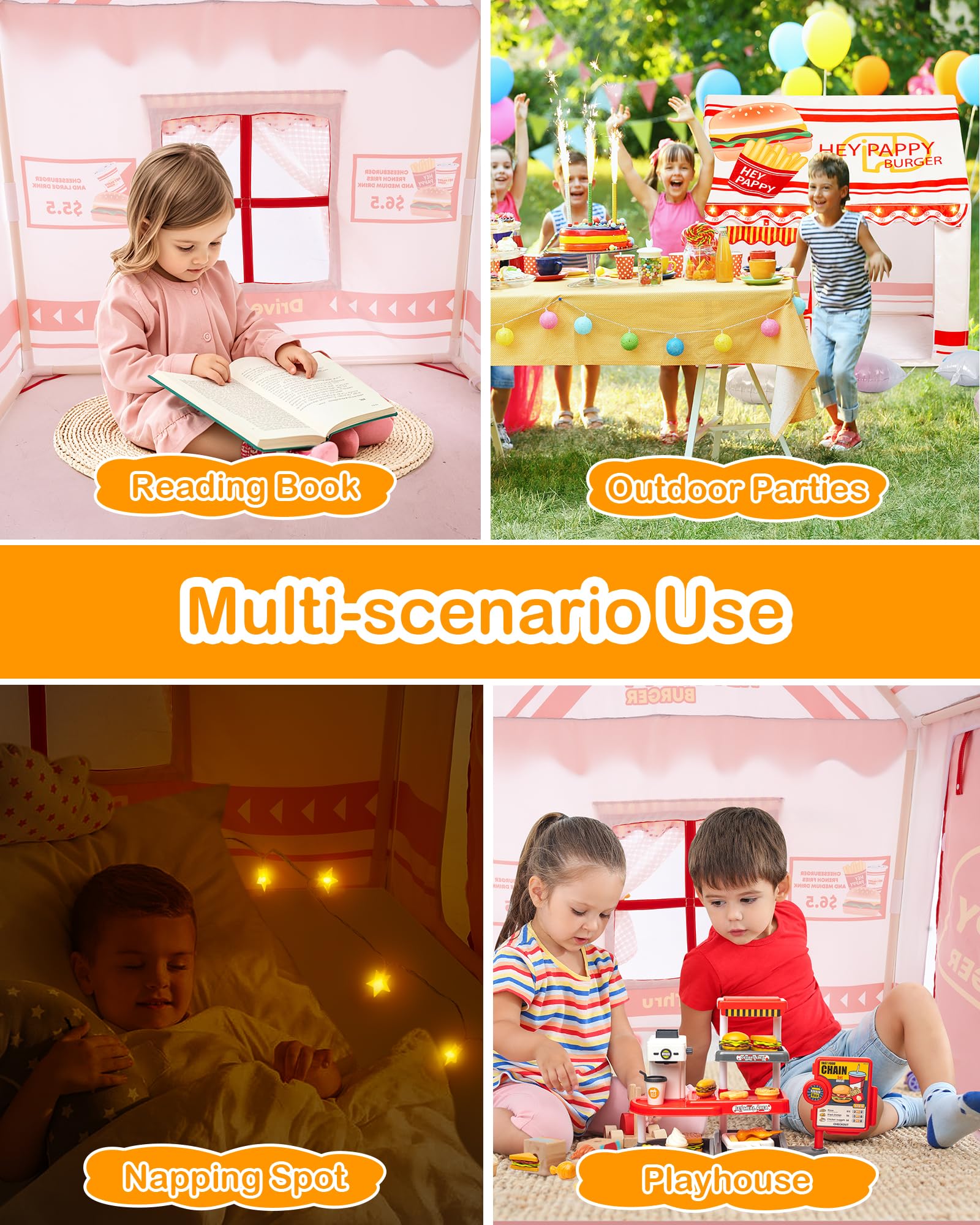 Kids Play Tent Indoor Outdoor Playhouse with Toys and Lights