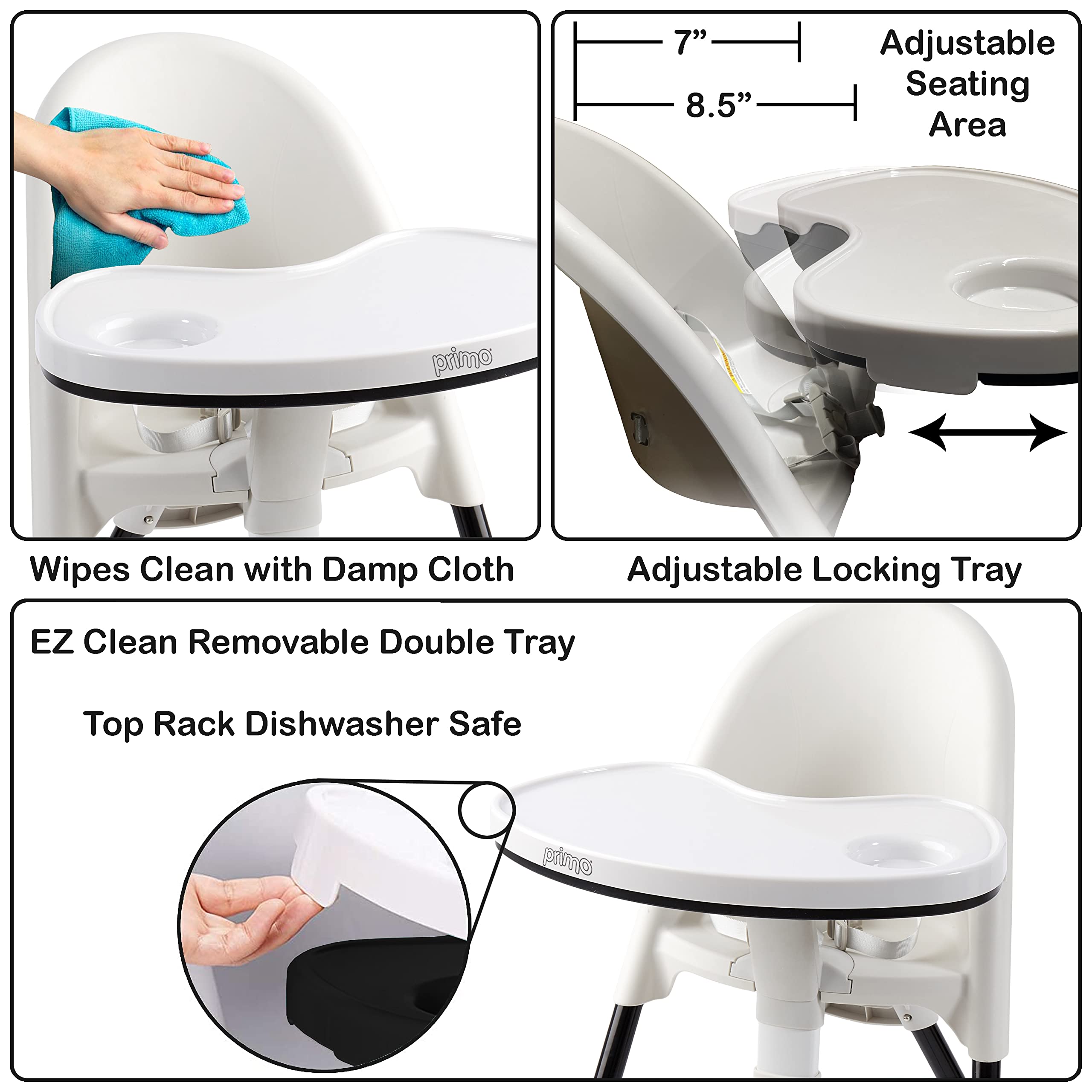 Convertible High Chair with Adjustable Backrest and Tray
