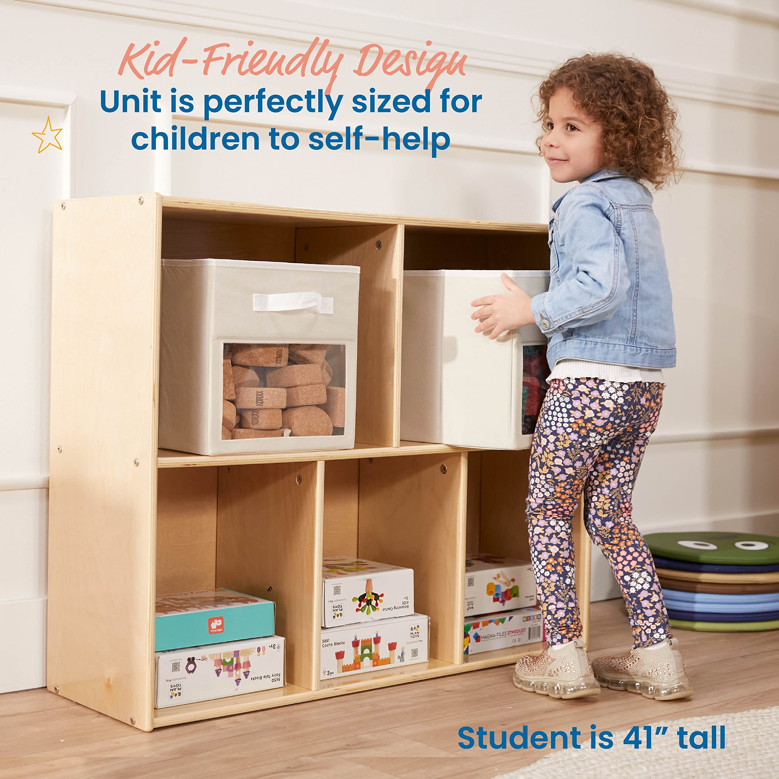 5-Compartment Storage Cabinet for Classroom and Playroom