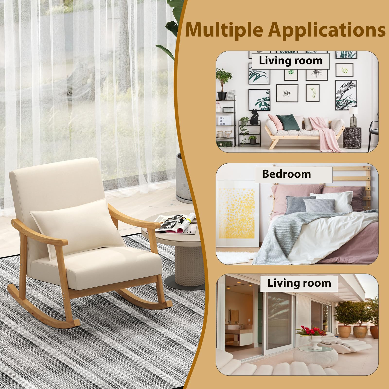 Nursery Rocking Chair with Lumbar Support