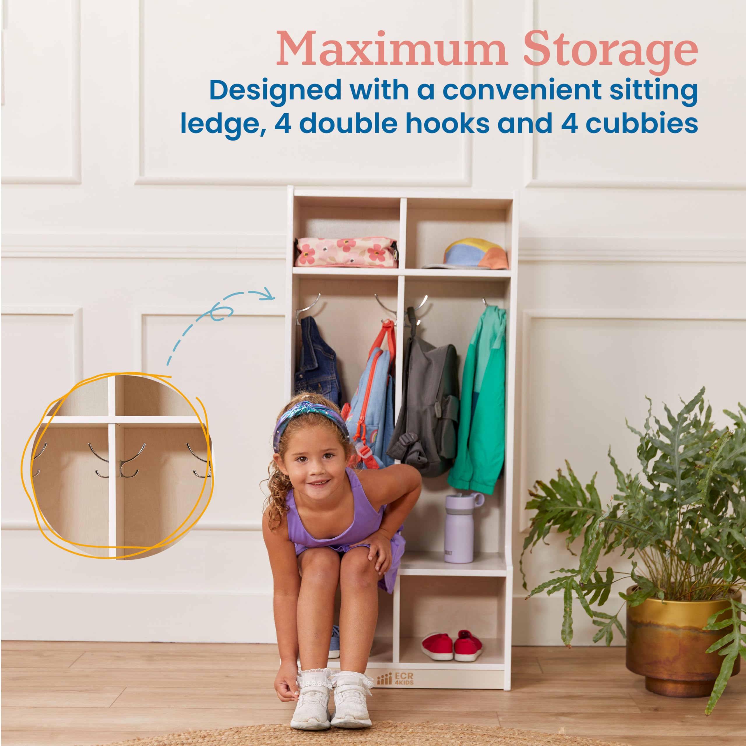 2-Section Coat Locker with Bench and Cubby Storage
