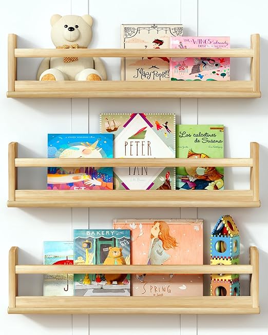 Floating Book Shelves for Wall, 24 Inch Long Wall Bookshelf