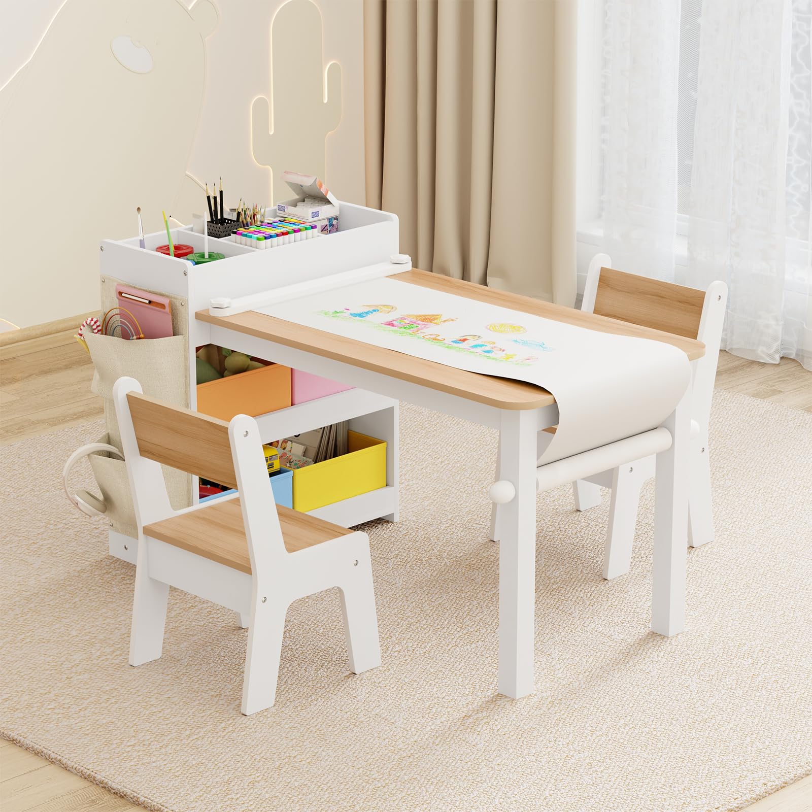 Kids Art Table and Chair Set with Storage