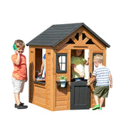 Cedar Wooden Kids Playhouse Cottage with Play Kitchen and Snack Bar