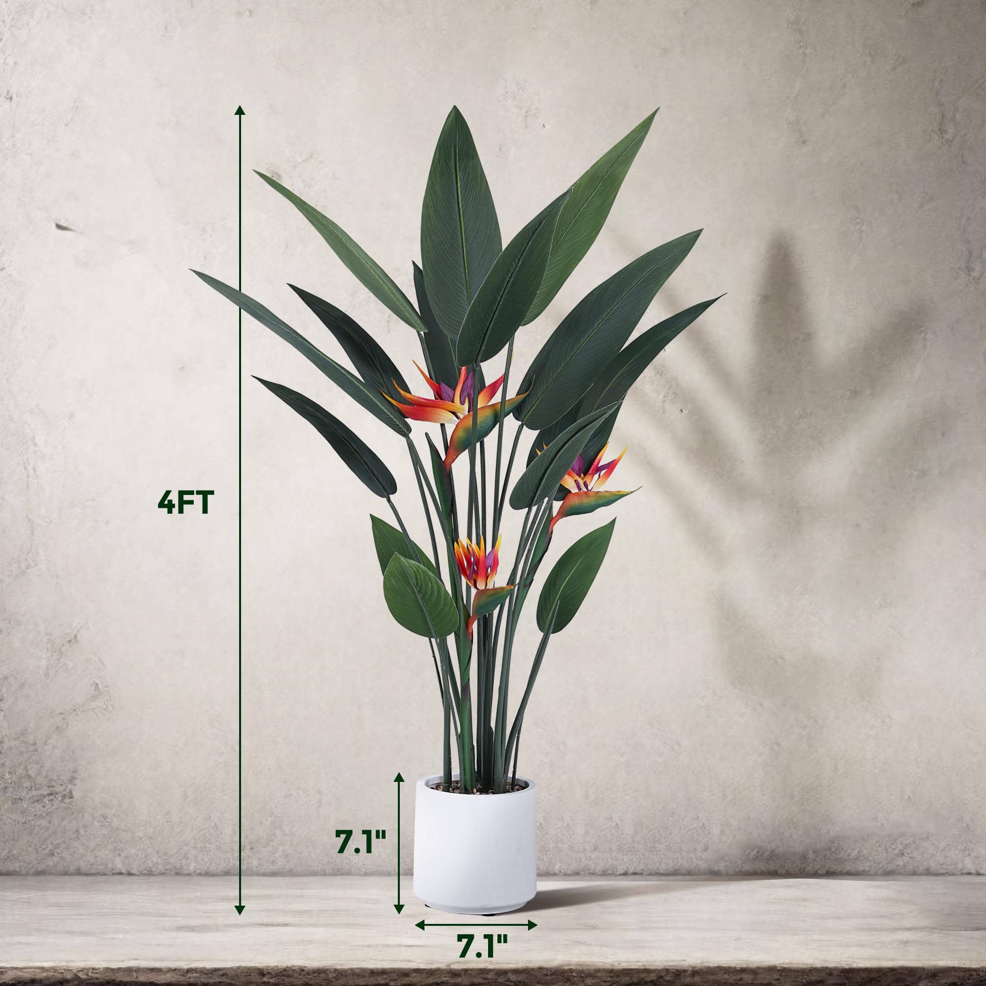 Artificial Bird of Paradise Plant 4 Ft Tall Fake Banana Leaf Plant